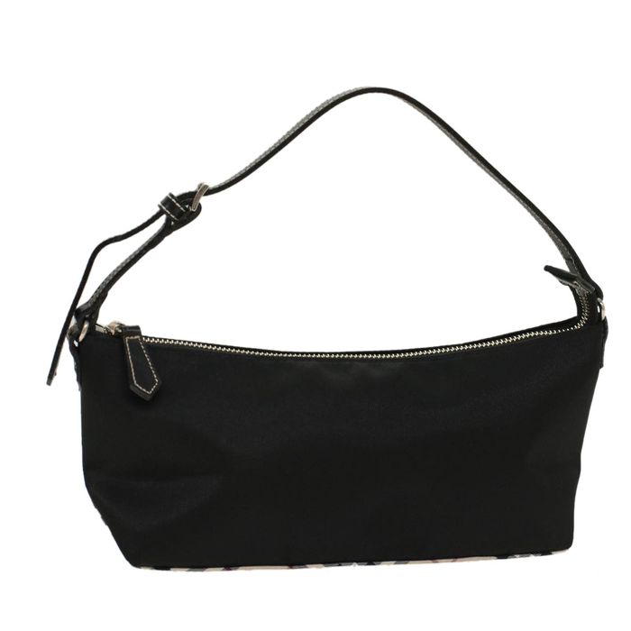 Burberry BURBERRY Nova Check Blue Label Shoulder Bag Nylon Black Auth