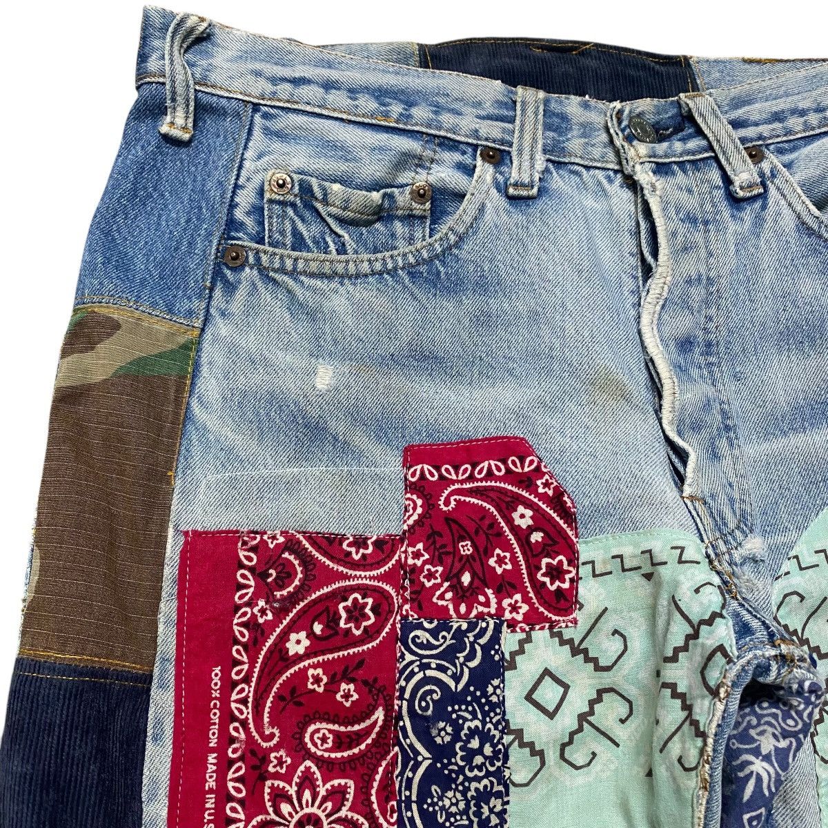 Levi's Vintage Levis 501 Redline Denim Patchwork Jeans Size US 33 - 5 Thumbnail