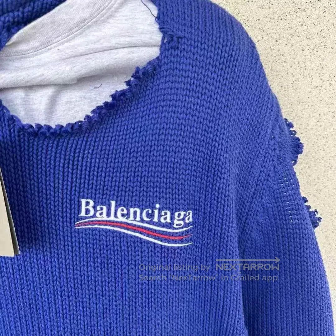 Balenciaga Balenciaga Distressed Layered Coke Sweater. Size XS / US 0-2 / IT 36-38 - 3 Thumbnail