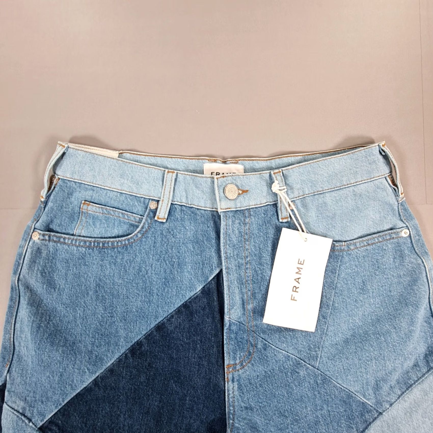 Frame VINTAGE Frame Womens Baggy Jeans Blue W30 L32 Patchwork Wide Leg Le Huigh N Tight Denim Size 30" / US 8 / IT 44 - 2 Thumbnail