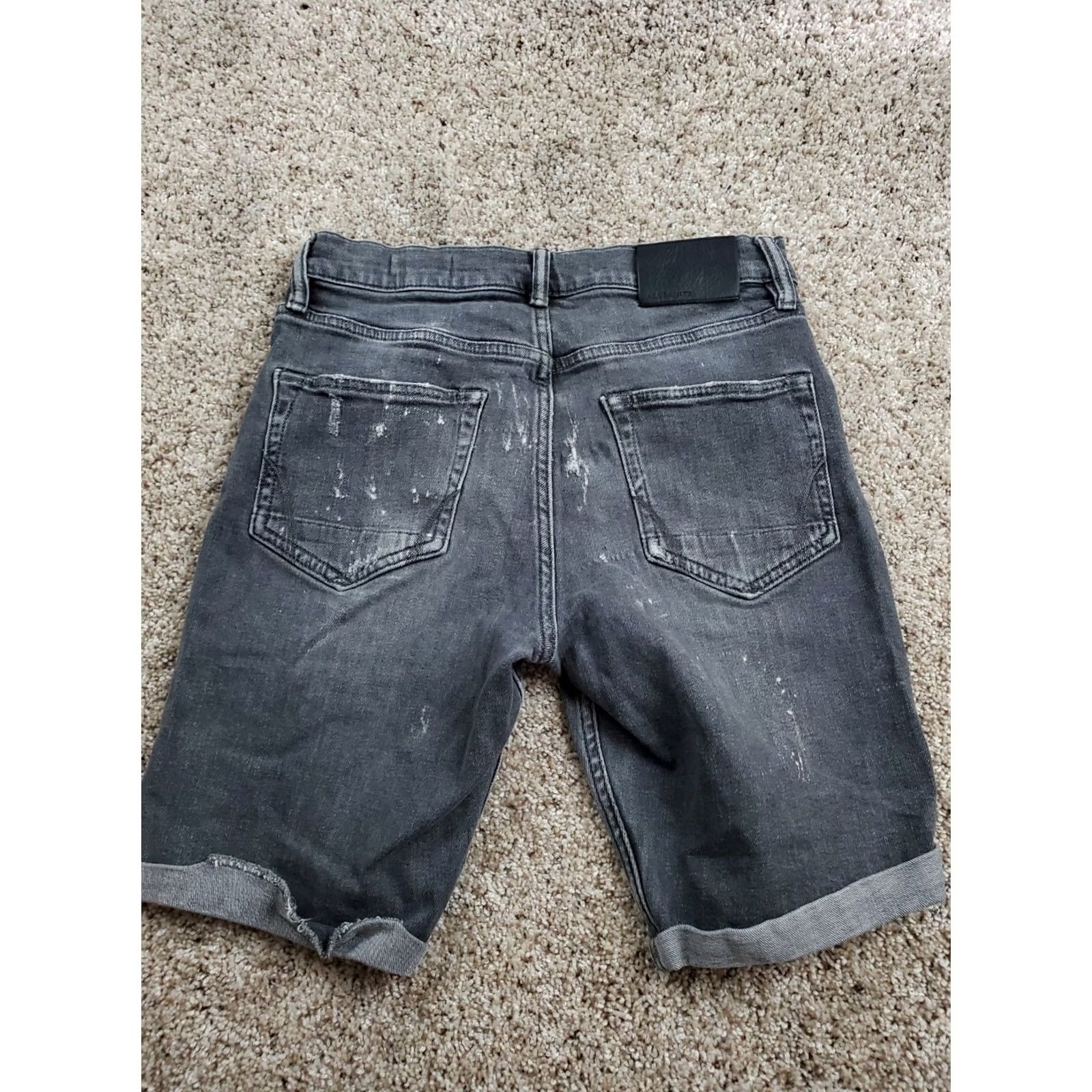 Allsaints AllSaints Barge Shorts Size 28 Mens Black Denim Distressed? No Distressed 9in Inseam Zip Button Pockets Belt Loops Regular Fit Size US 28 / EU 44 - 5 Thumbnail