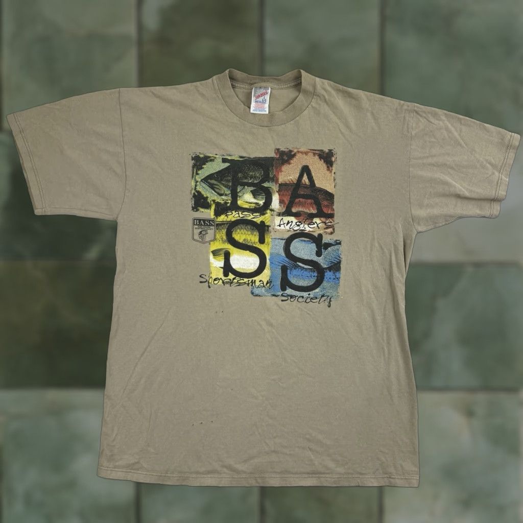 Jerzees VINTAGE Jerzees Bass Anglers Sportsman Society T Shirt Adult Large Brown Fishing Bass Mens Shirt 90s Outdoor Sportsman Size US L / EU 52-54 / 3 - 1 Thumbnail