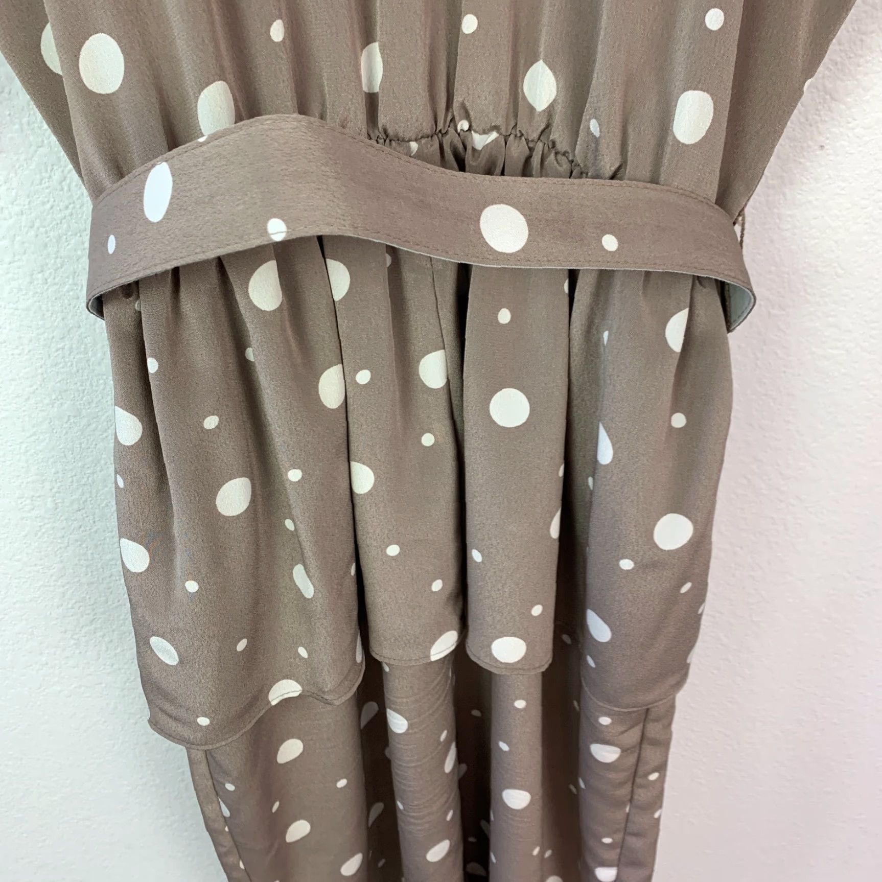 Vintage VINTAGE Toni Todd Brown White Polka Dot Belted Secretary Dress Womens 12 Size 4XL / US 24-26 - 6 Thumbnail