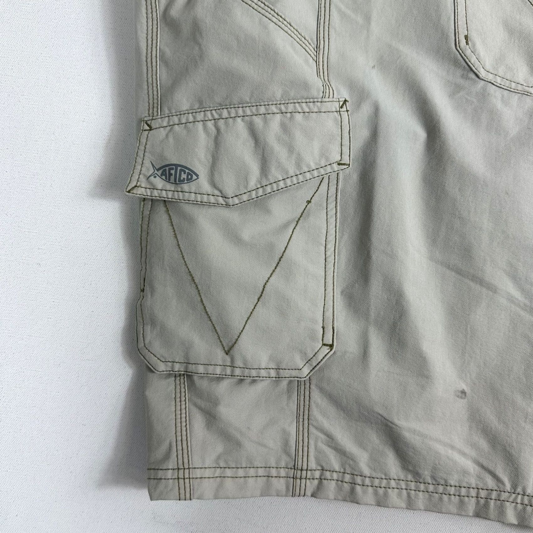 Vintage AFTCO Shorts Men's 42 Tan Khaki Cargo Fishing Pockets Nylon Stretch Outdoor - Regular Size US 42 / EU 58 - 5 Thumbnail