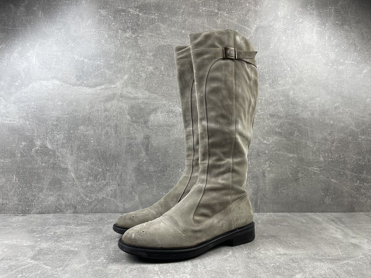Santoni × Vintage Santoni Beige Half Brogue Suede Zip Belted Hight Boots Size US 9 / IT 39 - 1 Thumbnail