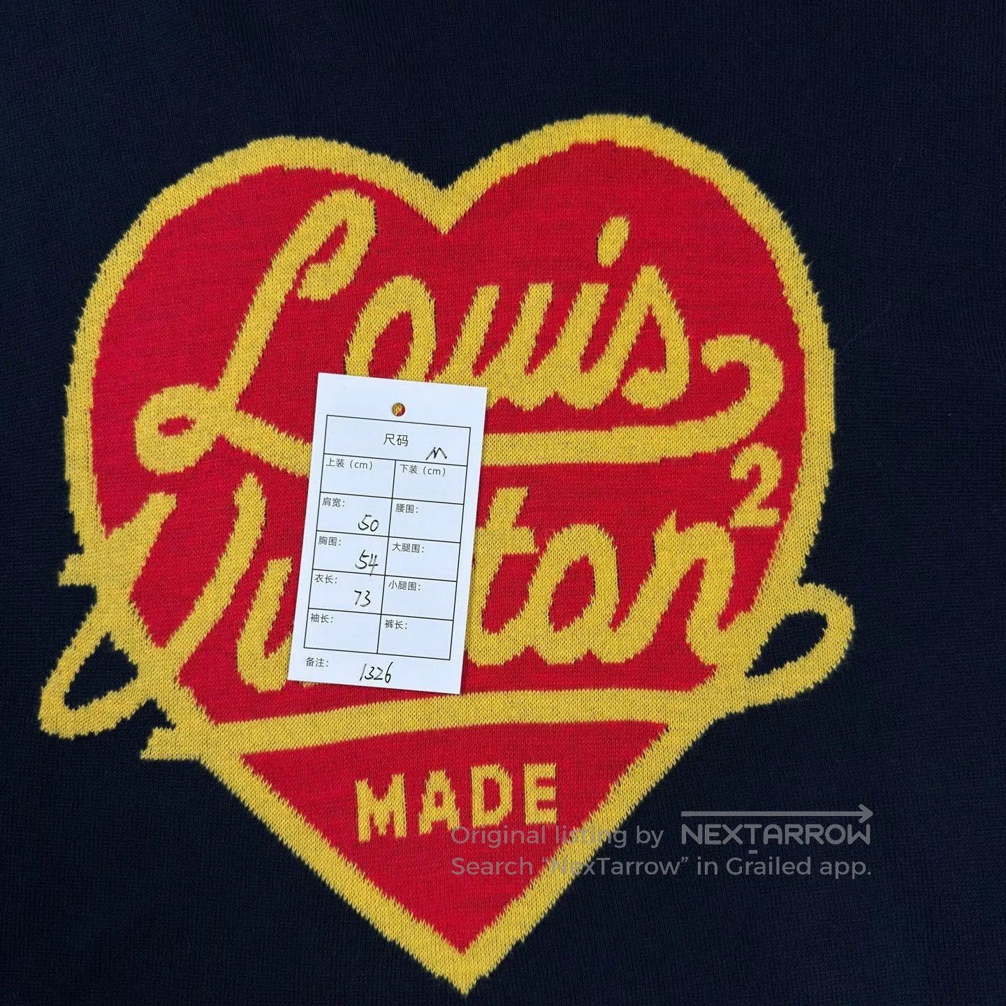 Nigo LV Nigo Heart Pattern Navy Knit Tee. Size US M / EU 48-50 / 2 - 7 Thumbnail