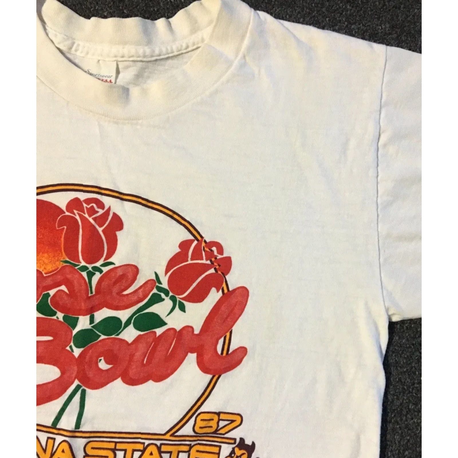 Vintage VINTAGE ASU Rose Bowl Shirt Men S White 80s Distressed Single Stitch Football Track Grunge University Sun Devils Size US S / EU 44-46 / 1 - 7 Thumbnail