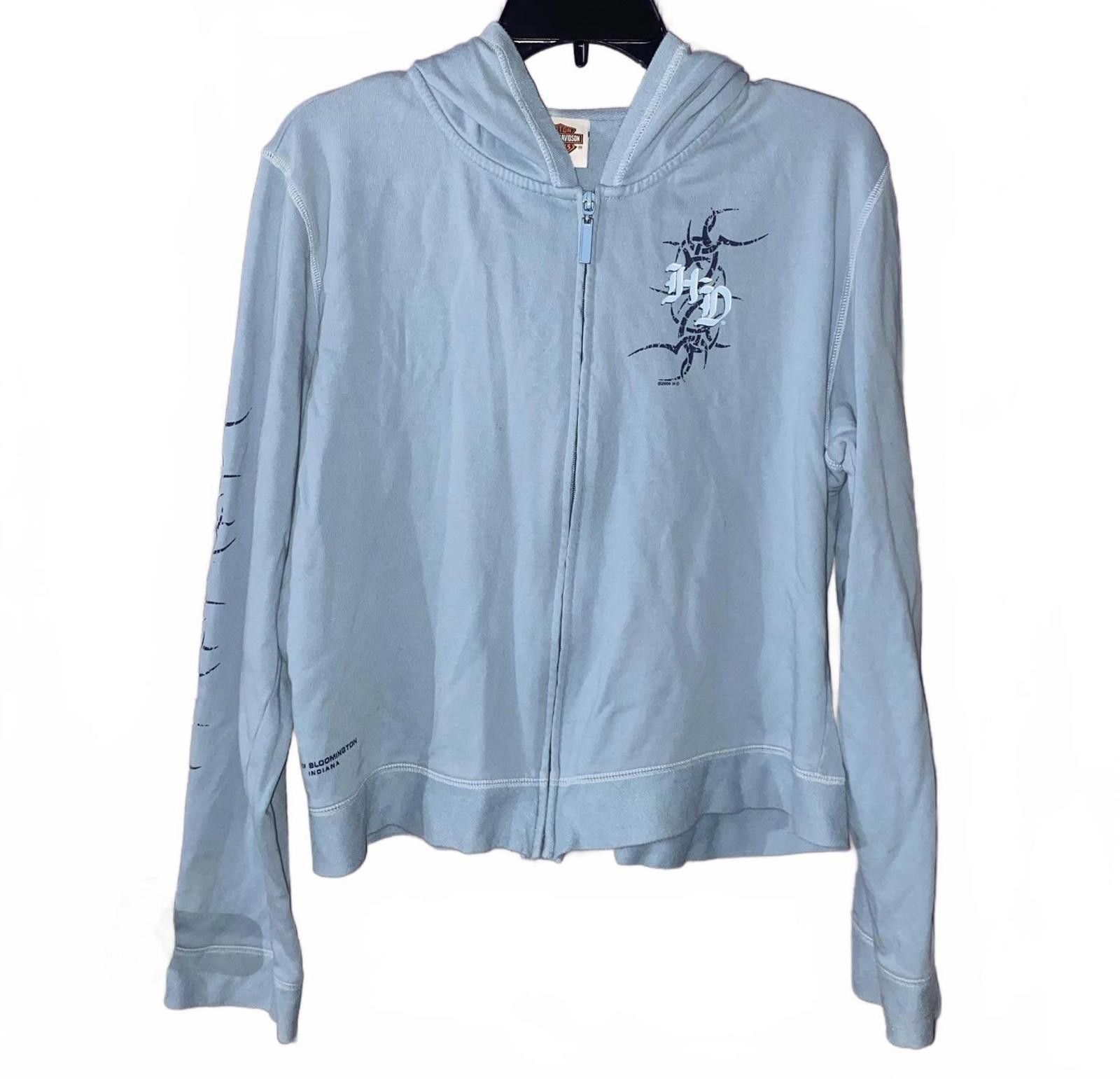 Harley Davidson Y2K Harley-Davidson Light Blue Zip Hoodie Size L Graphic Size L / US 10 / IT 46 - 1 Thumbnail