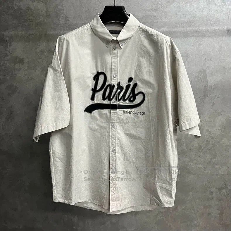 Balenciaga Paris Print Short Sleeve Shirt.