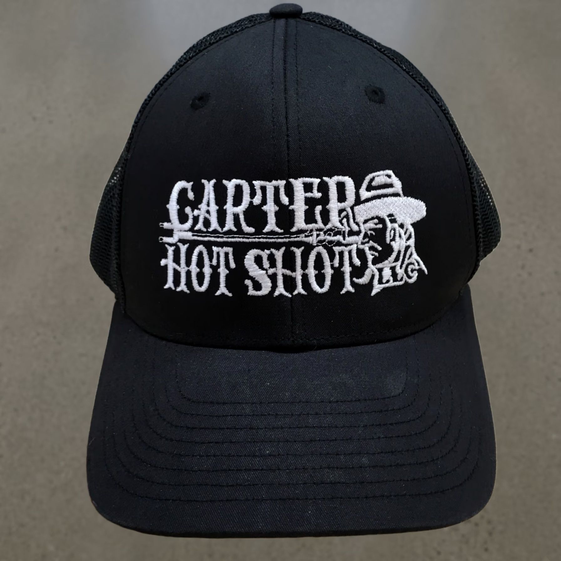 Vintage Carter Hot Shot Richardson Trucker Hat Men Black OS Curved Brim Embroidered Logo Size ONE SIZE - 1 Thumbnail