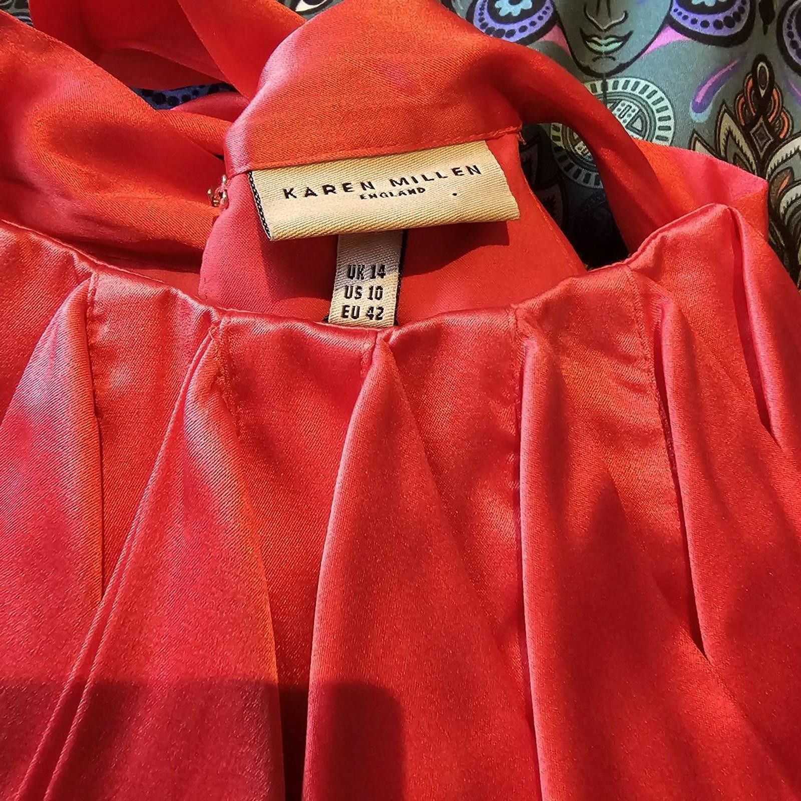 Designer Karen Millen Hot Pink Silk Blouse Size L / US 10 / IT 46 - 7 Thumbnail