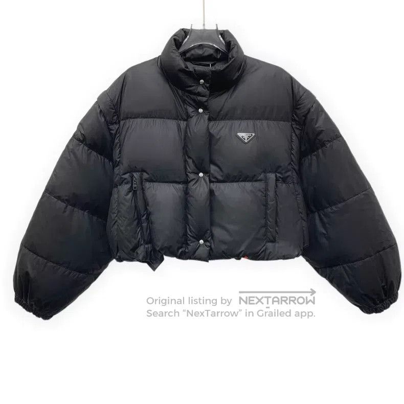 Prada Prada Black triangle stand-up collar single-breasted long- Size XXS / US 00 / IT 34 - 1 Thumbnail