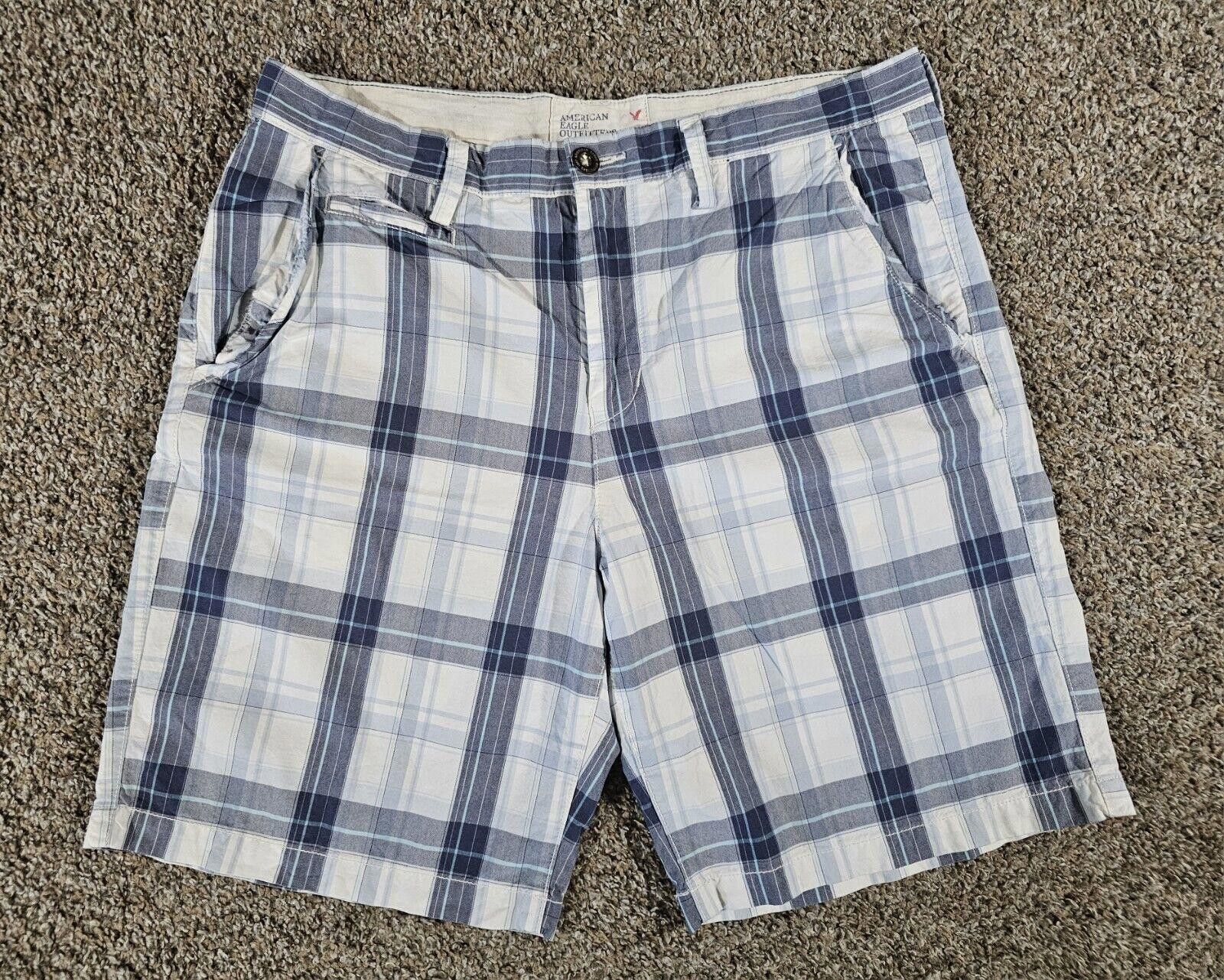 Designer American Eagle Prep Fit Men's 36 Blue Plaid Shorts Size US 36 / EU 52 - 1 Thumbnail