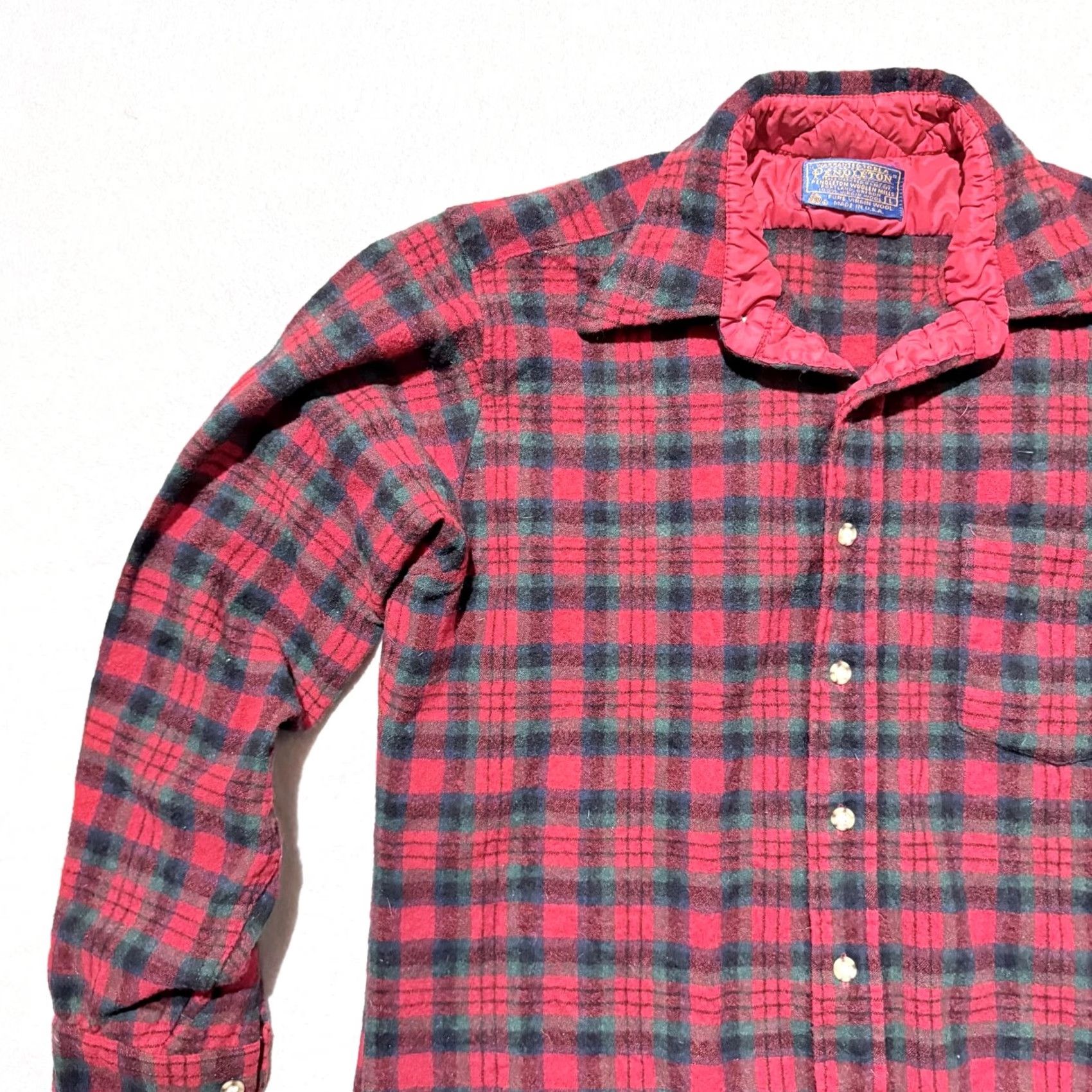 Pendleton VINTAGE Pendleton Shirt Men Wool Flannel Plaid Green Red USA Made Large Size US L / EU 52-54 / 3 - 4 Thumbnail