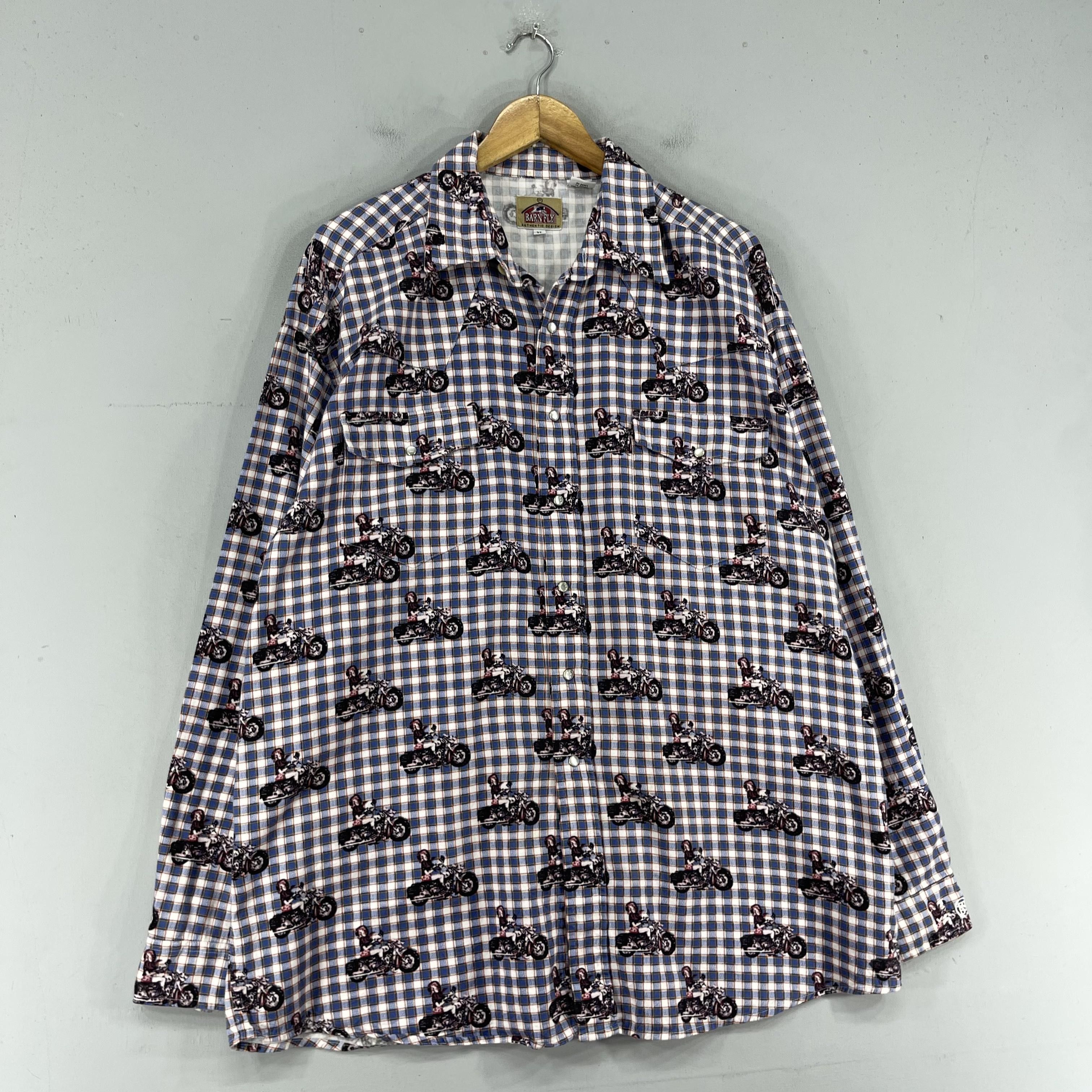 Harley Davidson × Route 66 Vintage Hawaiian Classic Motorcycle Rockabilly Shirt Size US XL / EU 56 / 4 - 4 Thumbnail