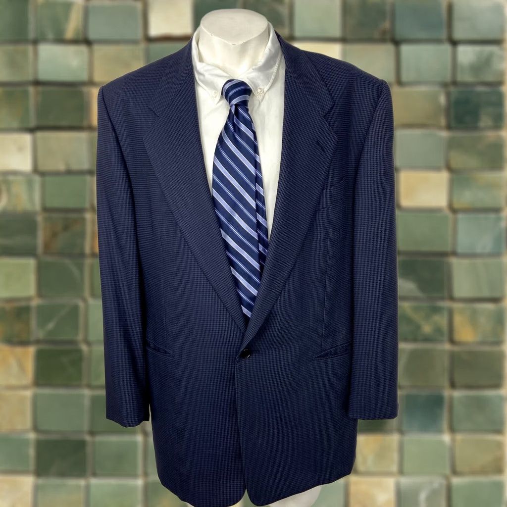 Pal Zileri Pal Zileri CERRUTI ITALY 54 Wool Blend One Button Houndstooth Sport Suit Coat Shirt? Size 54R - 1 Thumbnail