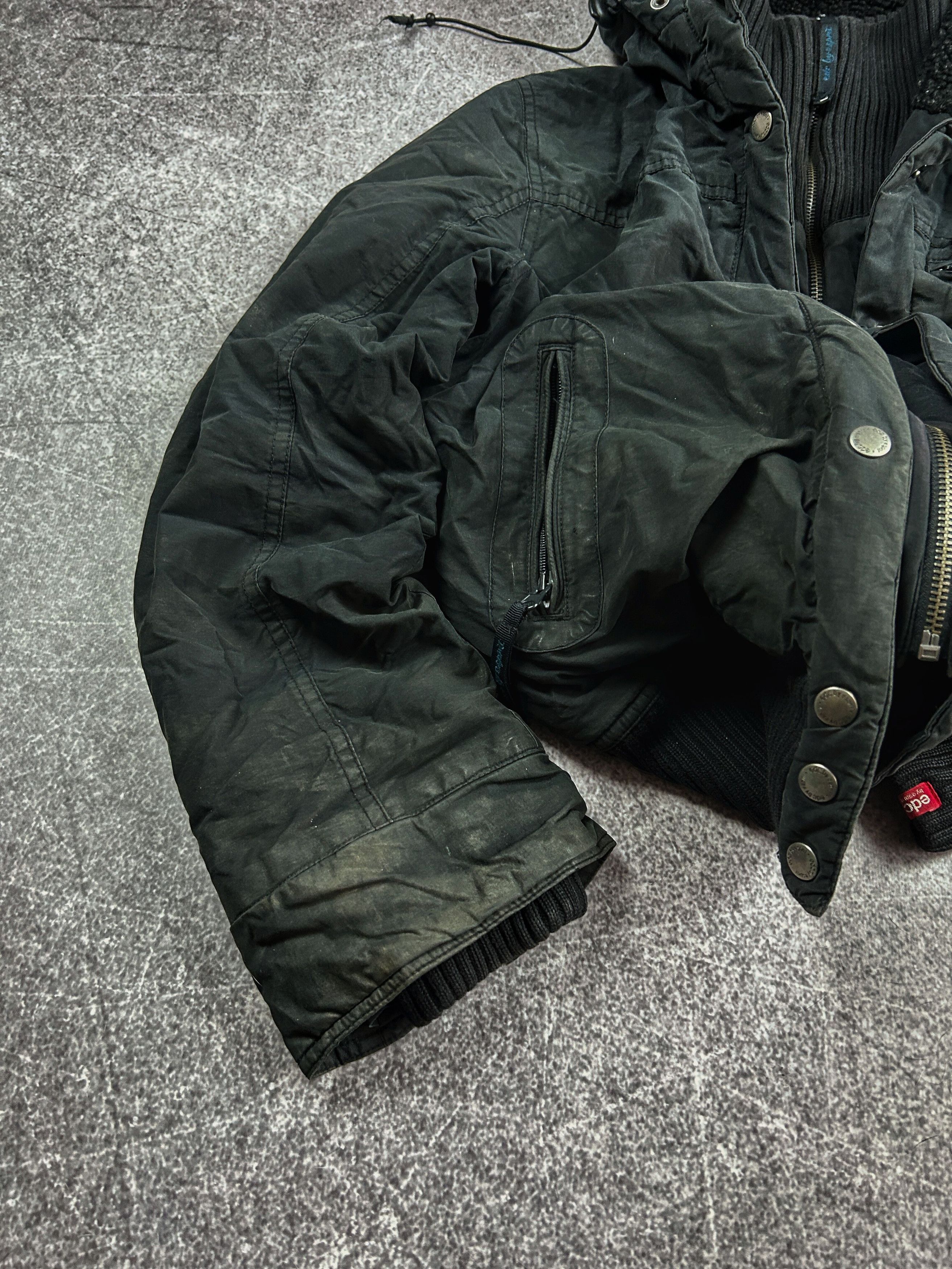 vtg y2k rick owens balenci style cargo trashed jacket 90s