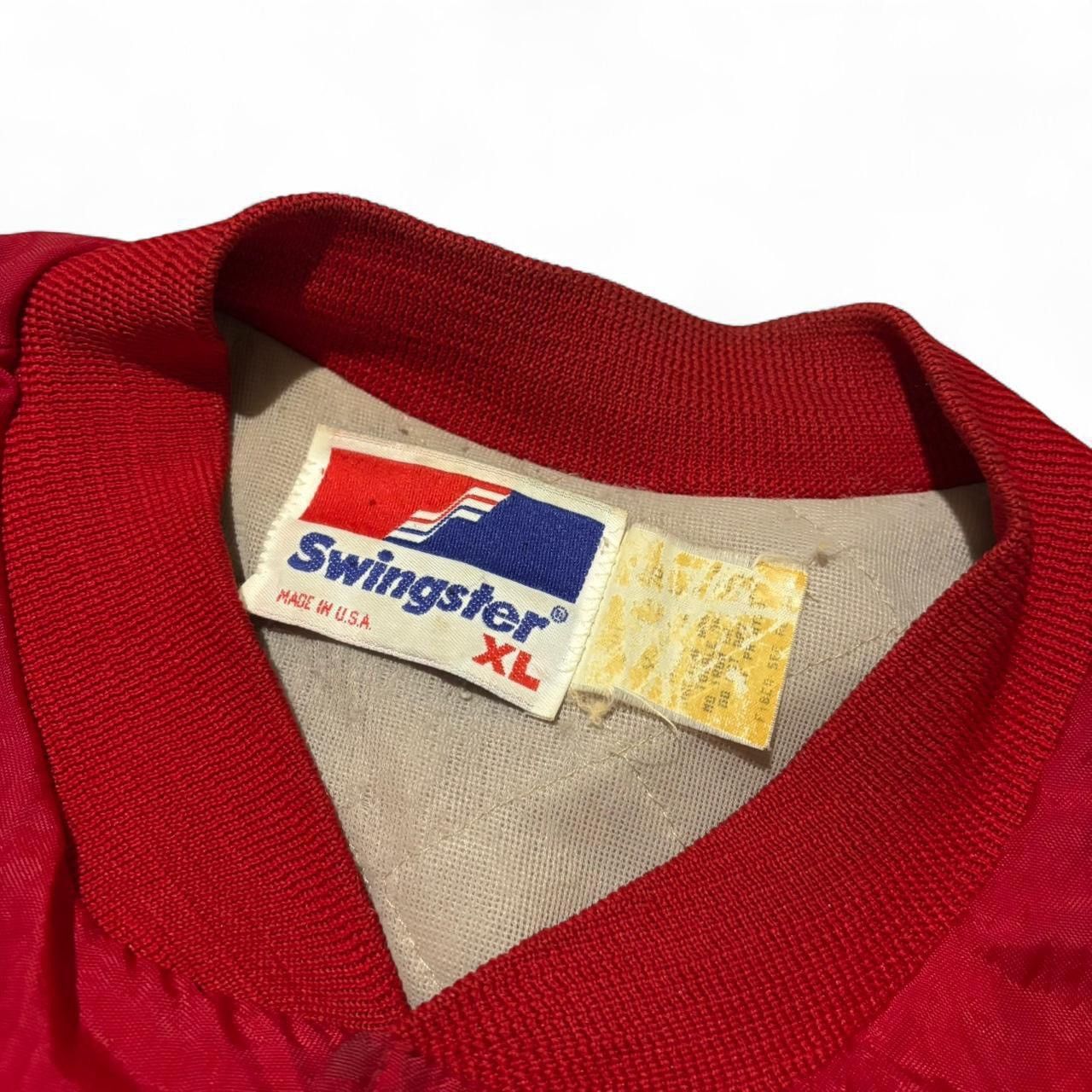 Swingster Vintage 70s Red Nylon Boxy Button-Up Varsity Jacket Size US XL / EU 56 / 4 - 5 Thumbnail