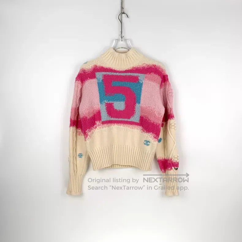 Chanel Chanel Ski series white and pink digital wool sweater Size XS / US 0-2 / IT 36-38 - 3 Thumbnail