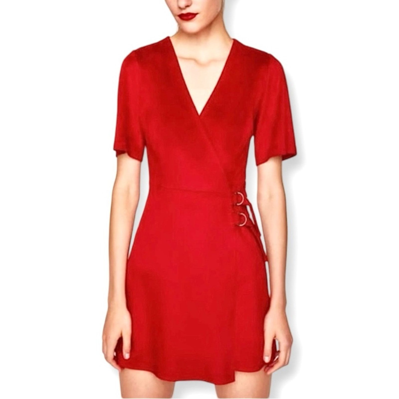 Zara Zara Khaki Strapless Faux Leather Dress 8423/872 | Grailed