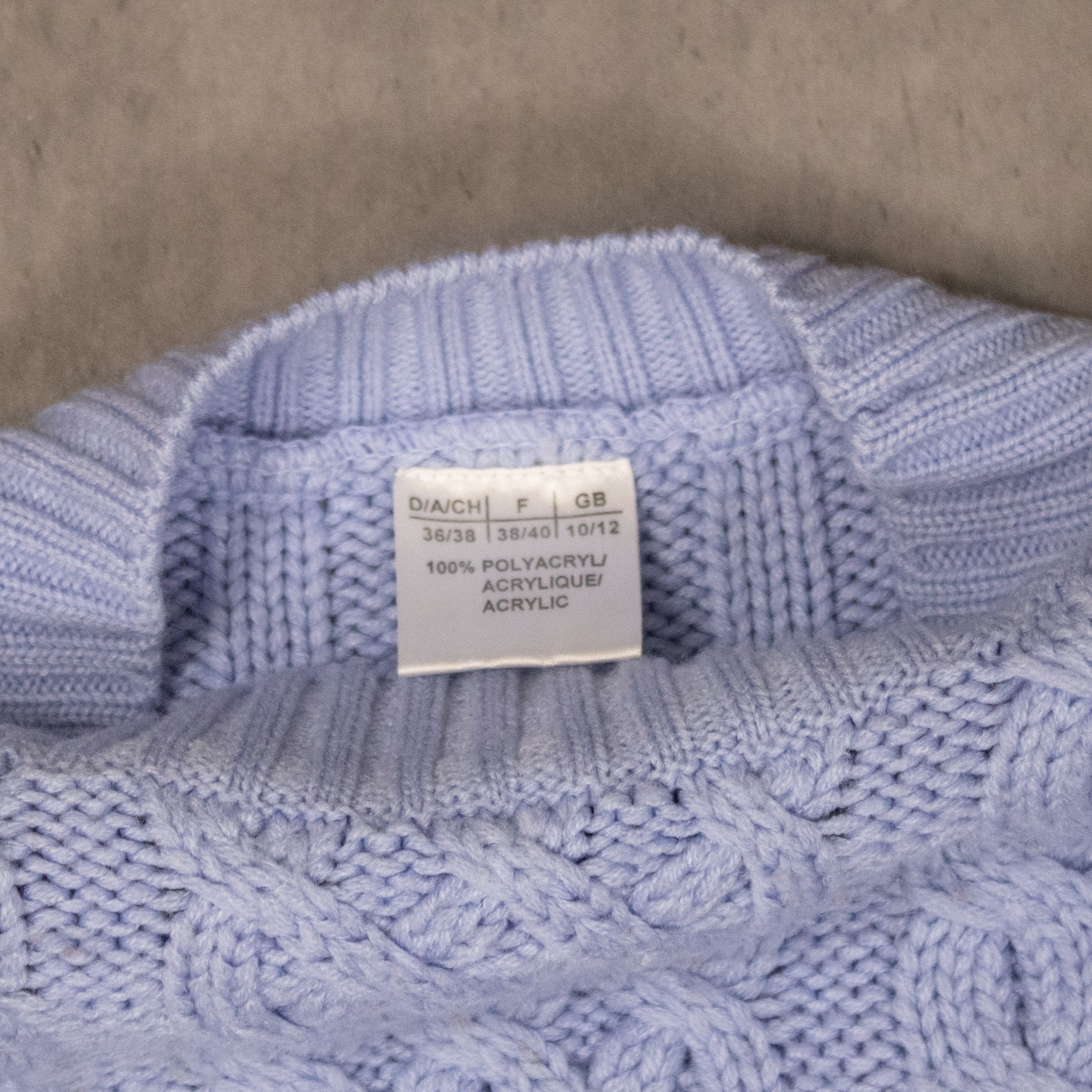 Vintage Vintage 1990's Cable Baby Blue Knitted Crew Neck Sweater Size US M / EU 48-50 / 2 - 7 Thumbnail