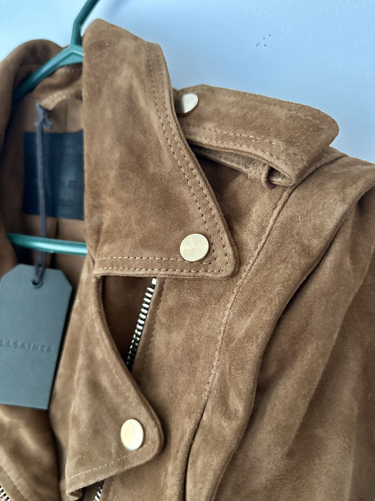 Allsaints ALL SAINTS Morgan Suede Biker Jacket in camel Size S / US 4 / IT 40 - 9 Thumbnail