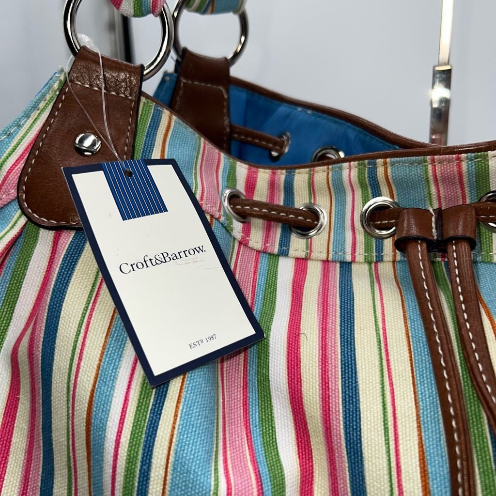 Croft & Barrow Croft and Barrow Vintage y2k summer pink & blue striped canv Size ONE SIZE - 3 Thumbnail