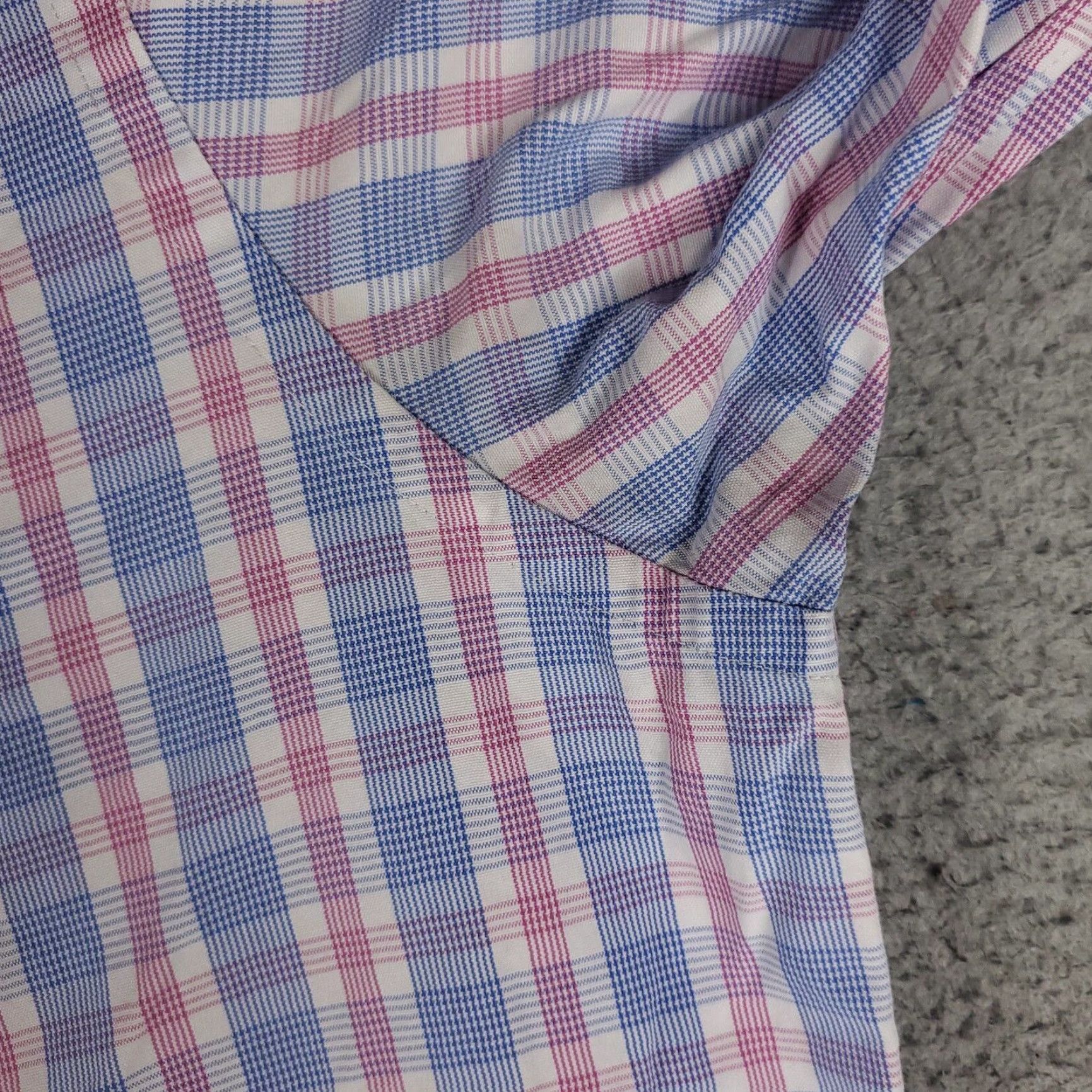 David Donahue VINTAGE David Donahue Men's Dress Shirt 17.5 Long Sleeve Plaid Pink Cotton Business Casual Size 46R - 3 Thumbnail