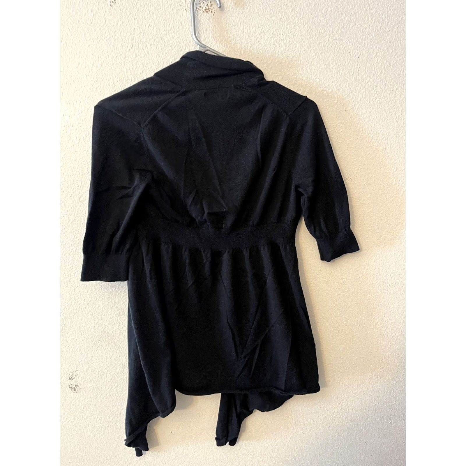 Express VINTAGE Express Cardigan Shirt Womens Small Black Open Short Sleeve Knit Cotton Crew Neck Size S / US 4 / IT 40 - 3 Thumbnail