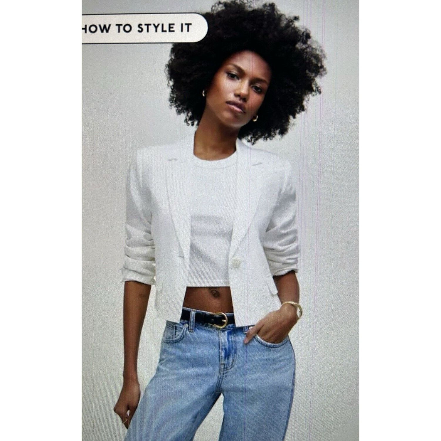 Madewell Madewell The Sutter Cropped Blazer 100% Linen White Size XS Size XS / US 0-2 / IT 36-38 - 1 Thumbnail