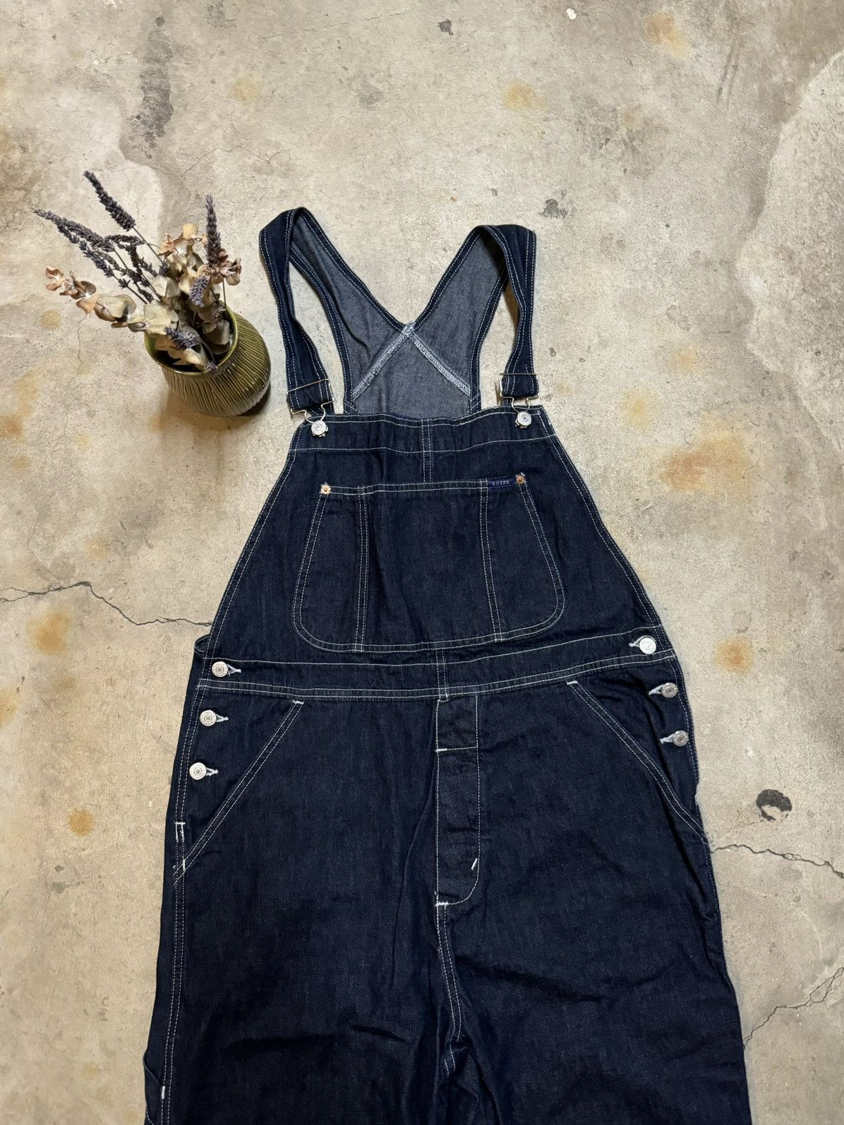 Guess × Vintage Vintage Guess Wide Leg Denim Overalls Size Large Dark Indigo Size US 36 / EU 52 - 5 Thumbnail