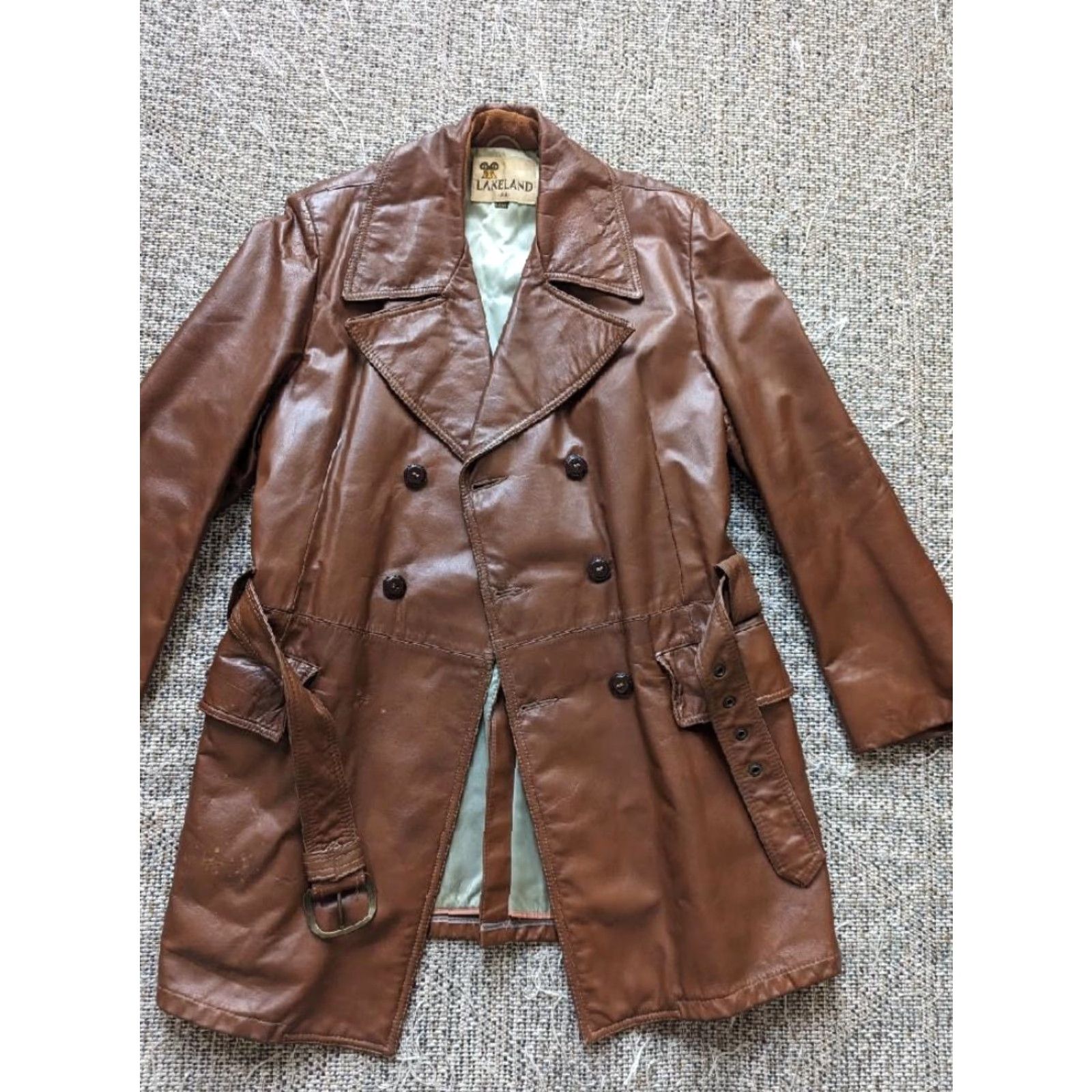 Vintage VINTAGE Lakeland Trench Coat Men M Brown Leather Belted USA Made Coat Size US M / EU 48-50 / 2 - 3 Thumbnail