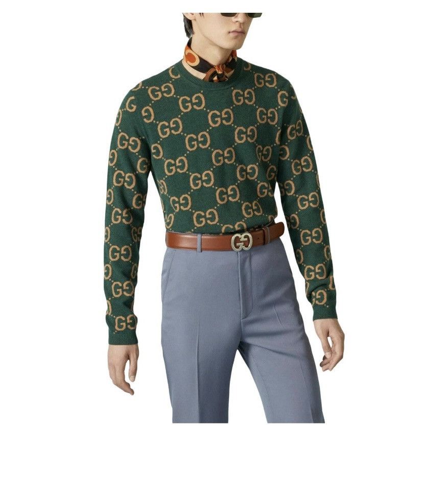Gucci Gucci GG Monogram Crewneck Knitted Jacquard 100%wool Sweater Size US S / EU 44-46 / 1 - 2 Thumbnail