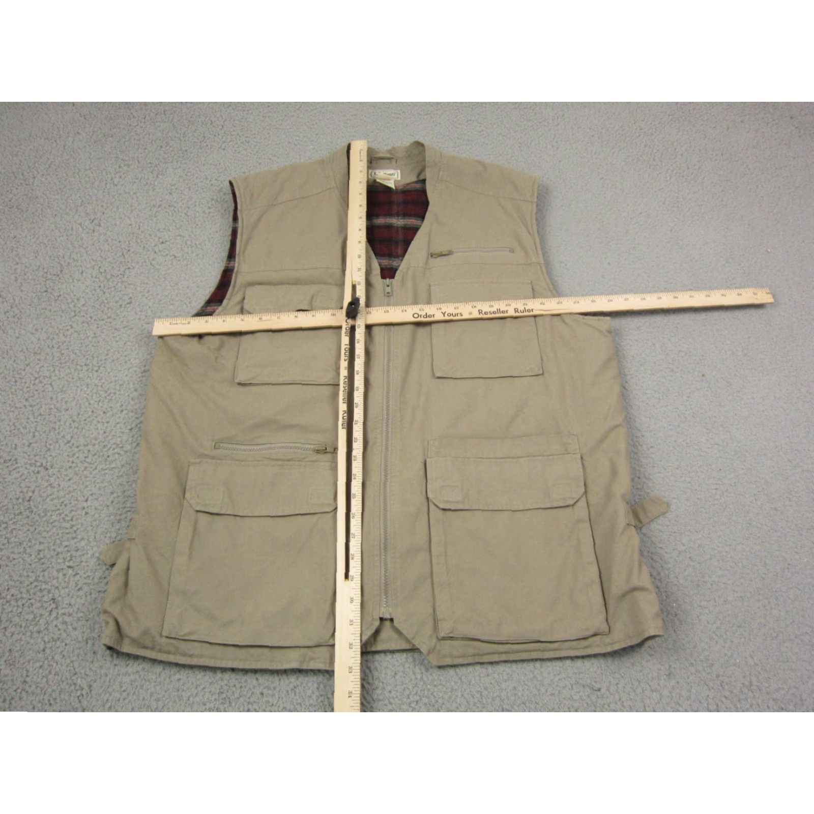 Vintage VINTAGE LL Bean Vest Mens XLT Hooded Full Zip Lined 90s Beige Brown Canvas Utility 80s 90s Mens Vest Size US XL / EU 56 / 4 - 6 Thumbnail