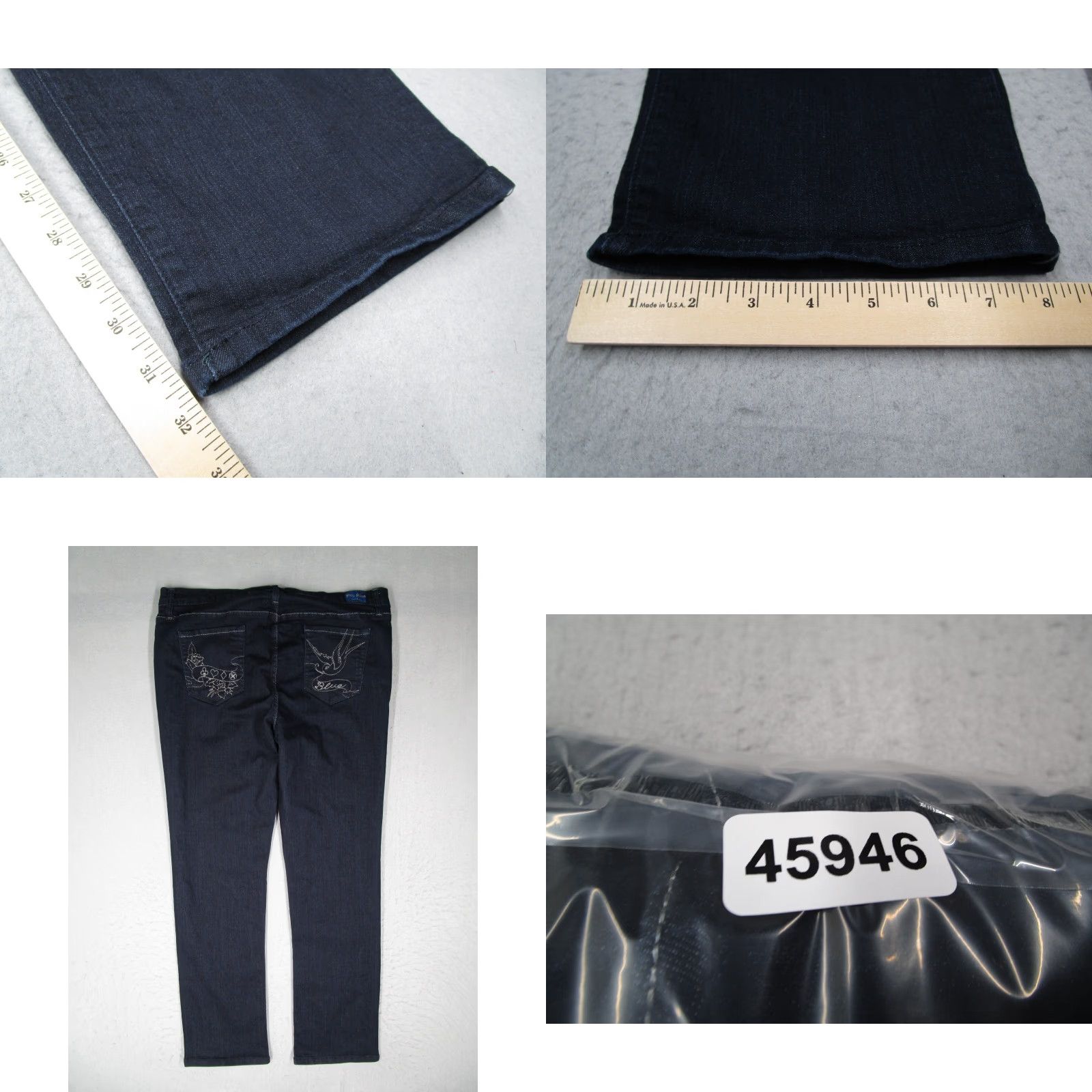 Denime Judy Blue Jeans Women 3XL XXXL Blue Mid Rise Embroidered Denim Stretch 37x32 Jeans Size 40" / US 18 - 8 Thumbnail