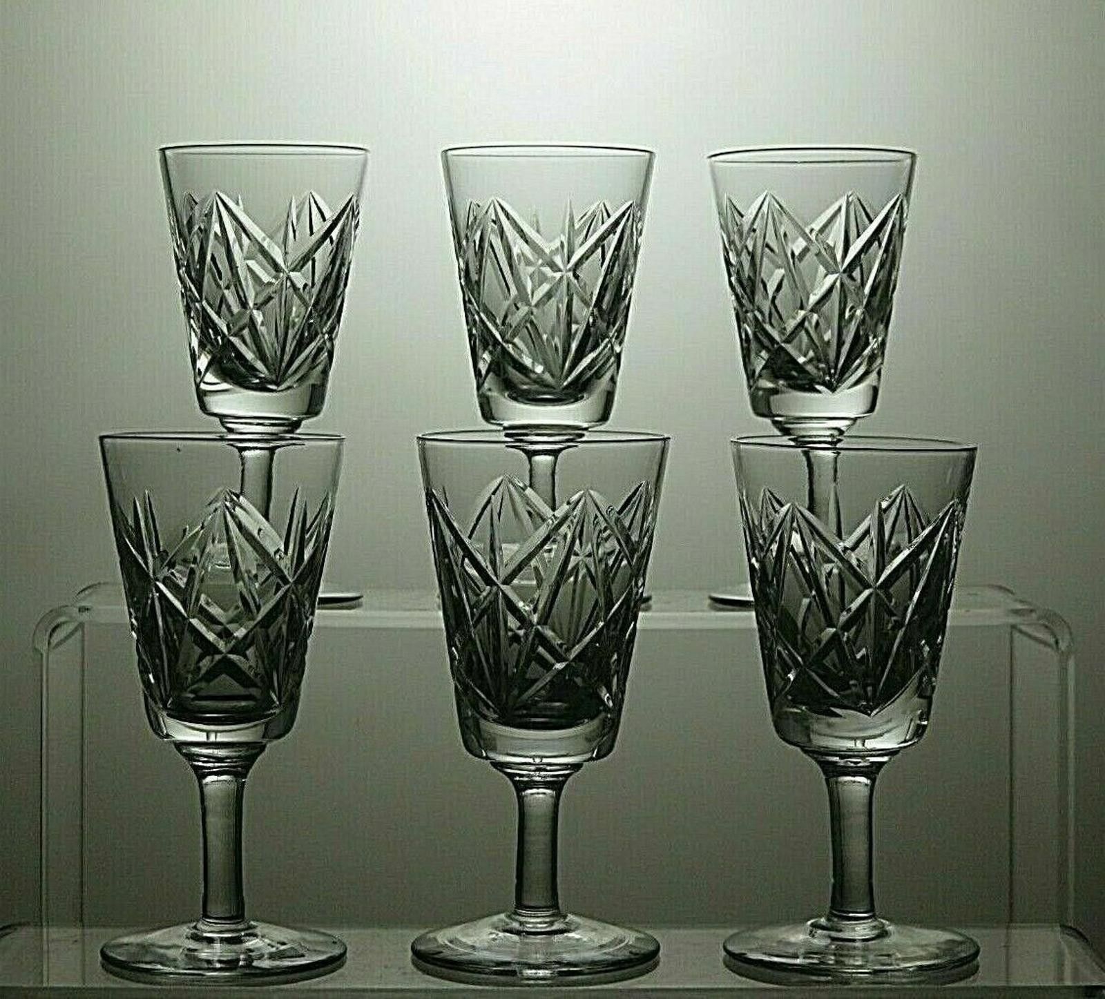The Unbranded Brand Lovely Lead Crystal Cut Glass Liqueur Set Of 6 Glasses 4" Size ONE SIZE - 3 Thumbnail