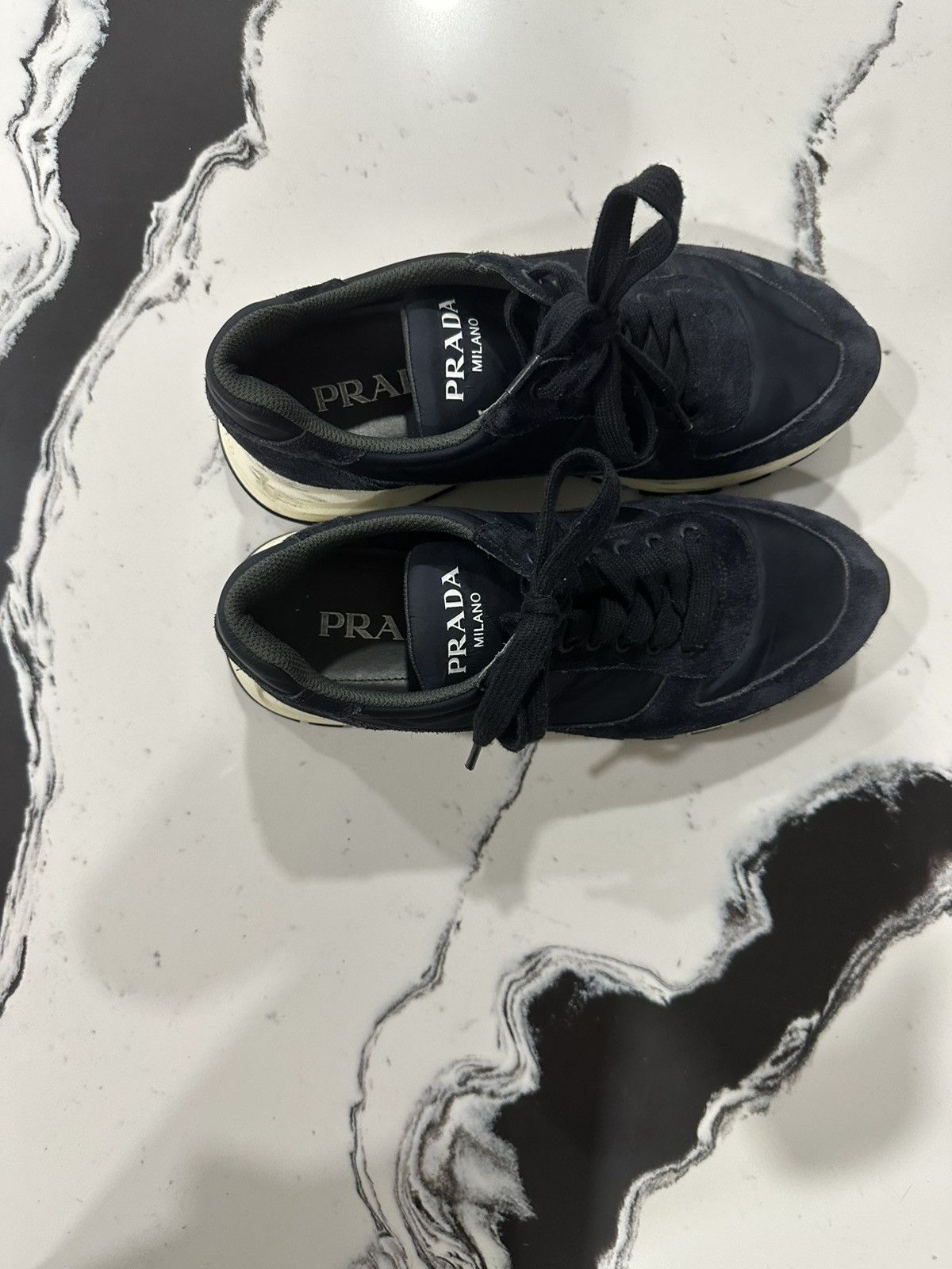 Prada Prada navy blue suede sneakers Size US 7.5 / EU 40-41 - 3 Thumbnail