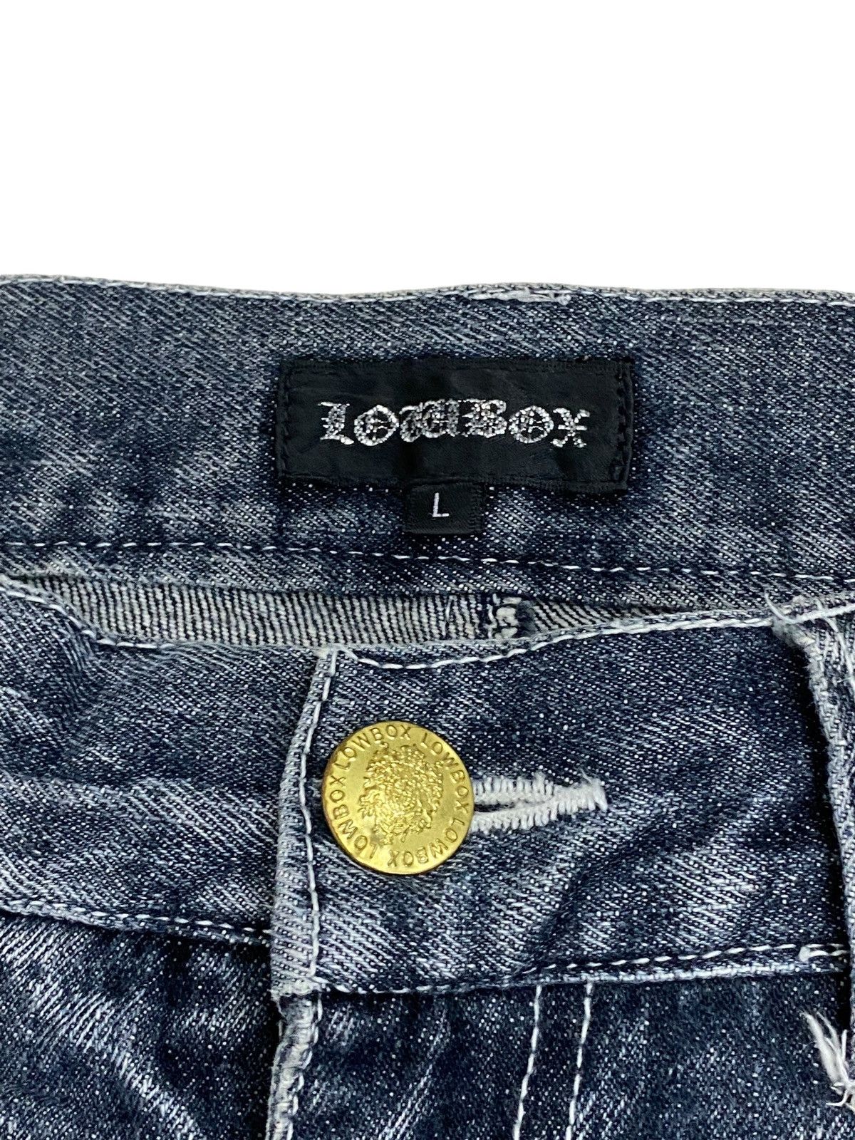 LOWBOX Vintage Lowbox Washed Grey Distressed Gothic L Patch Edgy Size US 31 - 11 Thumbnail
