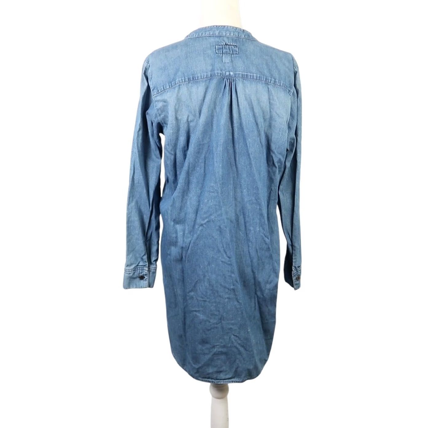 Vintage Current/Elliott Shirt Dress Blue Denim Chambray Mini Dress S Short Long Sleeve Button 100% Cotton Womens Size S / US 4 / IT 40 - 4 Thumbnail