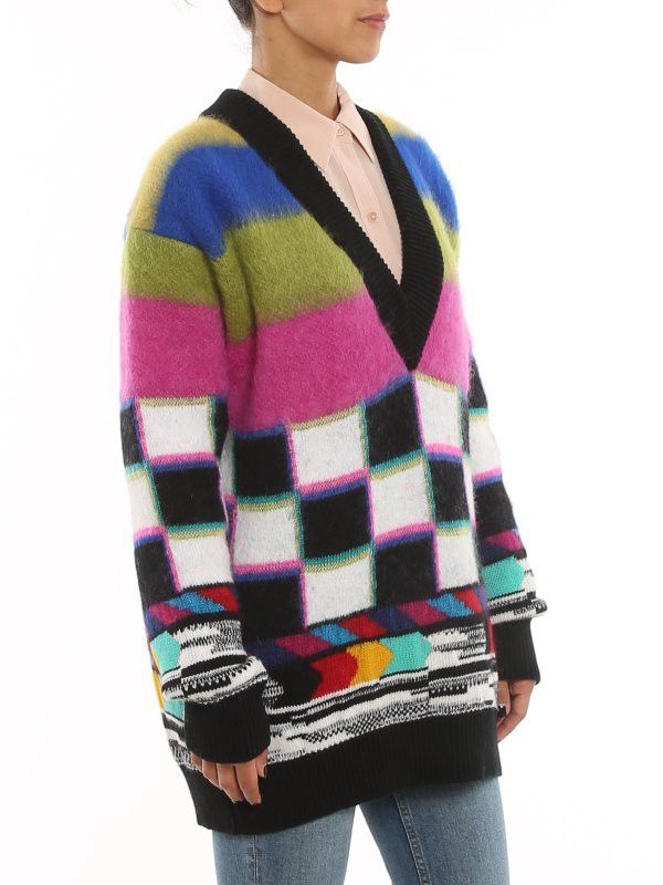 Dolce & Gabbana o1y0925 V-Neck Checked Sweater in Multicolor Size XS / US 0-2 / IT 36-38 - 3 Thumbnail