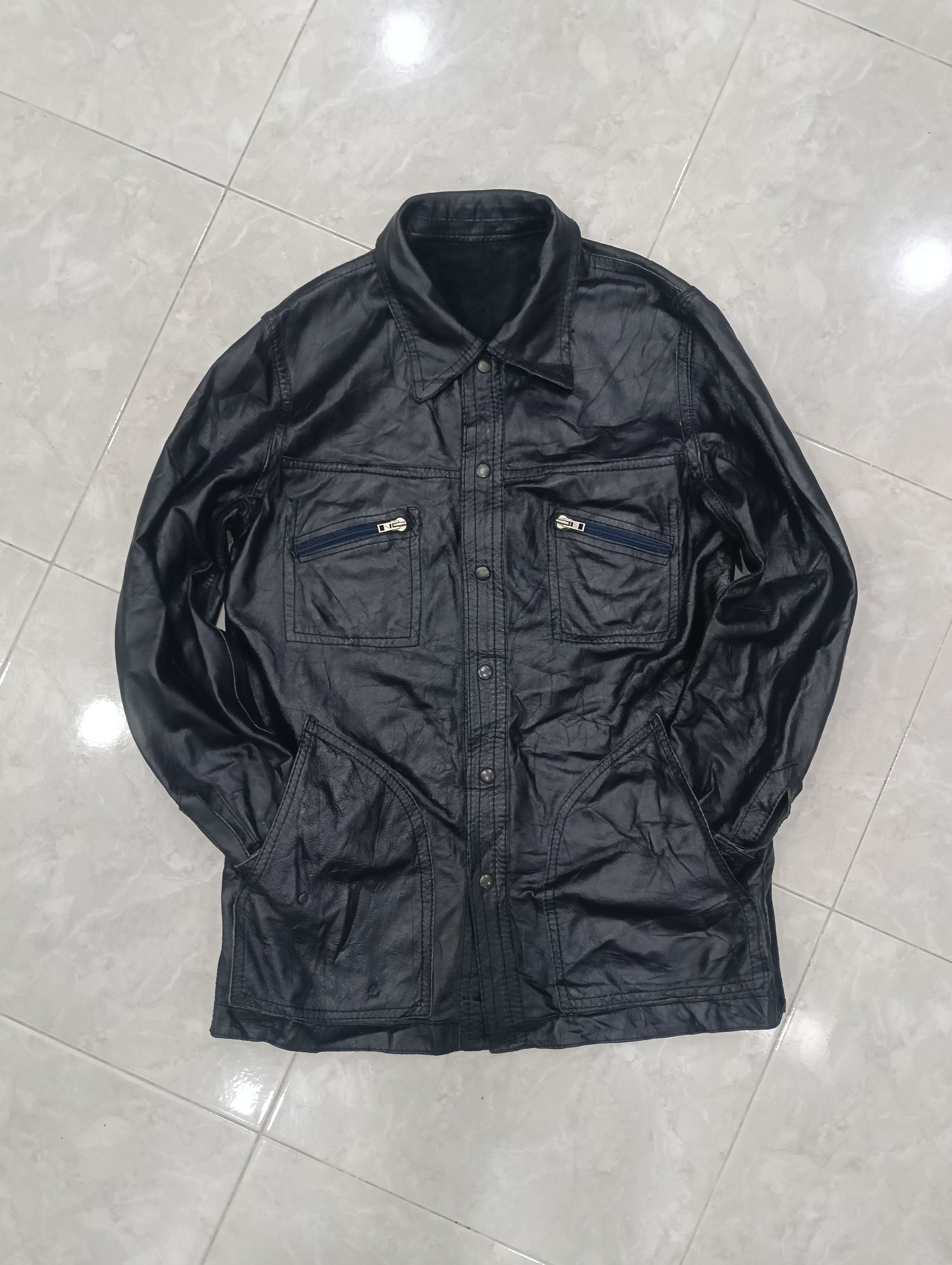 Yohji Yamamoto Vintage Unbrand Leather Jacket Riversible Size US L / EU 52-54 / 3 - 3 Thumbnail