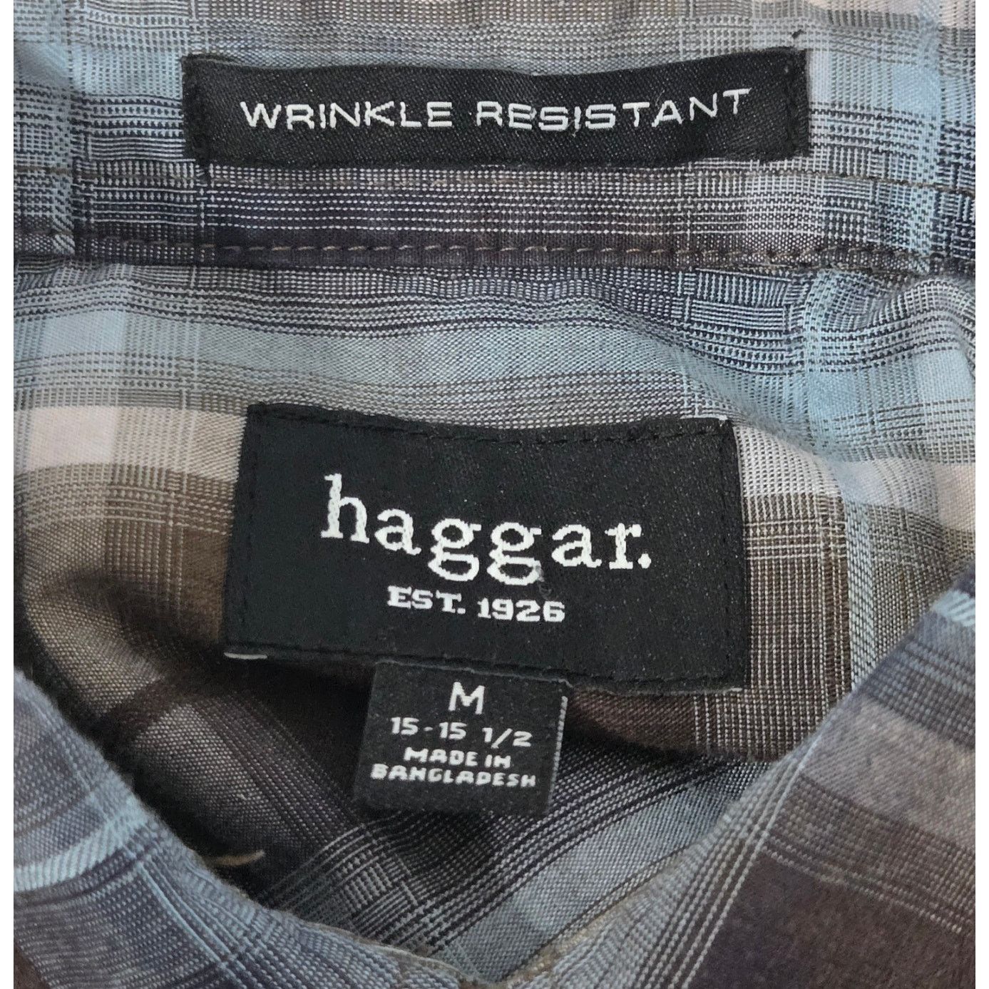 Haggar Haggar Blue Brown Plaid Button Shirt M Wrinkle Resistant Size US M / EU 48-50 / 2 - 3 Thumbnail