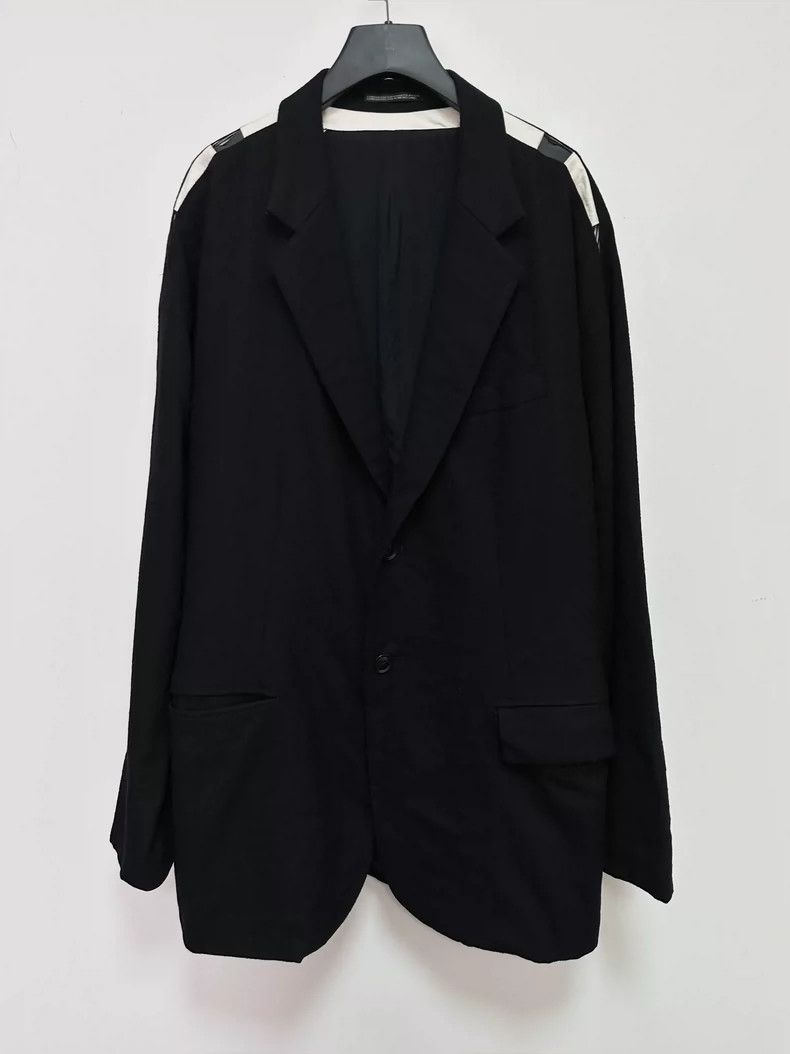 Yohji Yamamoto Yohji Yamamoto size os 16-inch striped jacket with cut-out Size US M / EU 48-50 / 2 - 2 Thumbnail