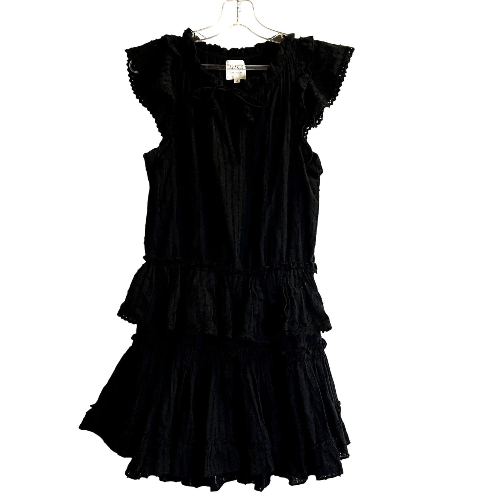 MISA Los Angeles Misa Los Angeles Lilian Eyelet Mini black 100% cotton dress Size S / US 4 / IT 40 - 3 Thumbnail