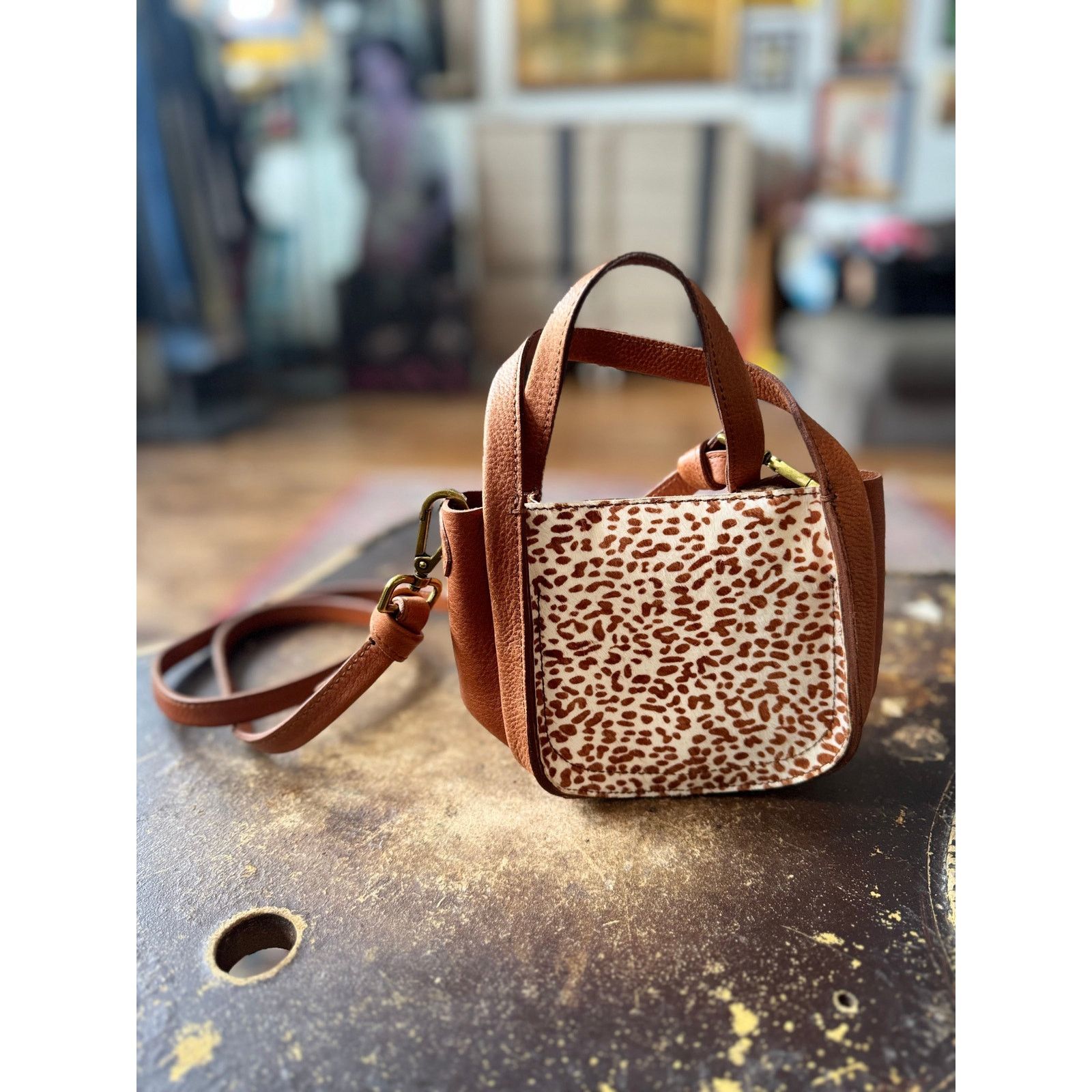 Madewell Madewell Micro Sydney Bag in Animal Spotted Calf Hair Size ONE SIZE - 3 Thumbnail