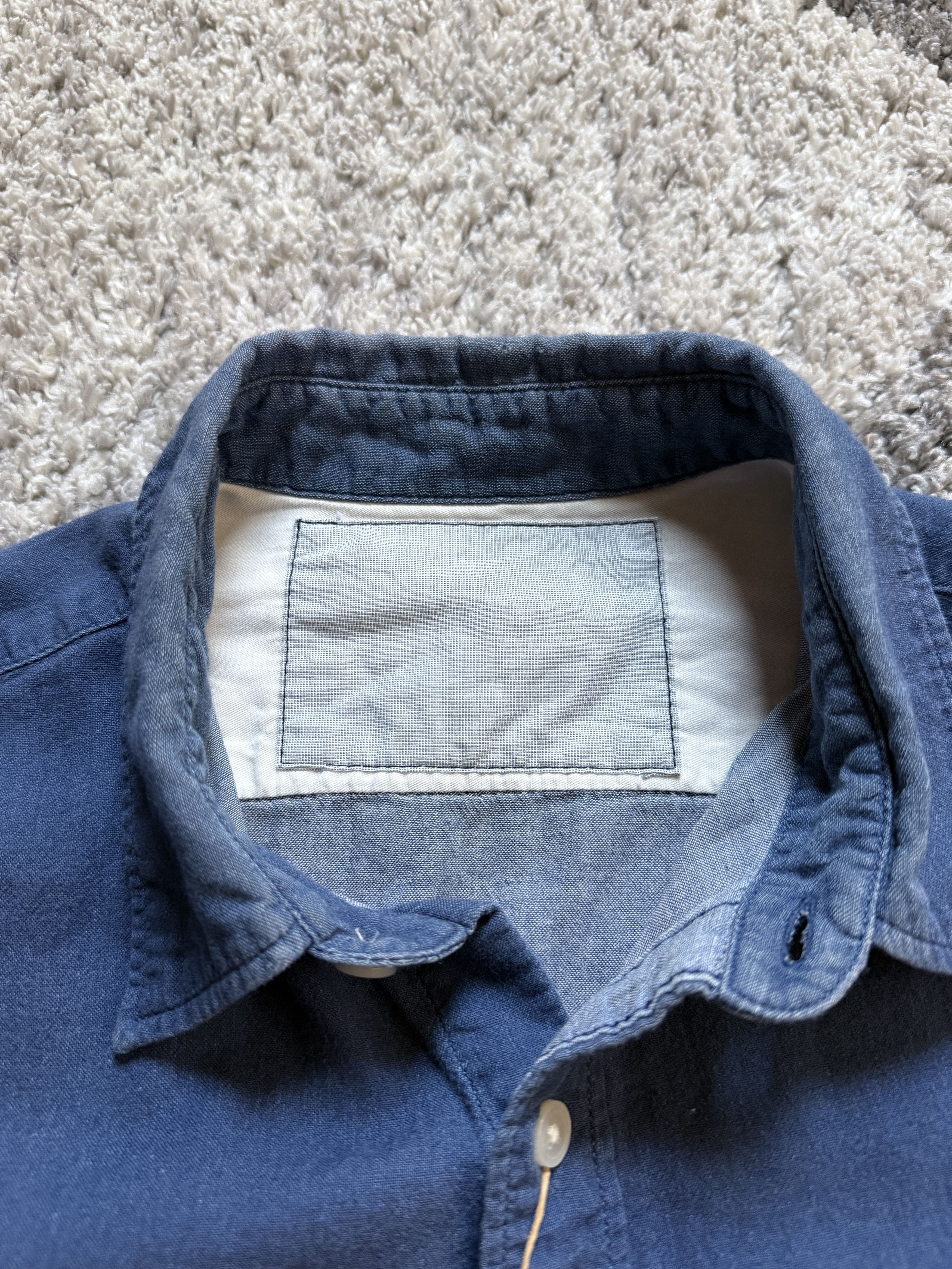 Japanese Brand Muji Japan ReMUJI Reconstructed Shirt (Indigo Dyed) Size US M / EU 48-50 / 2 - 8 Thumbnail