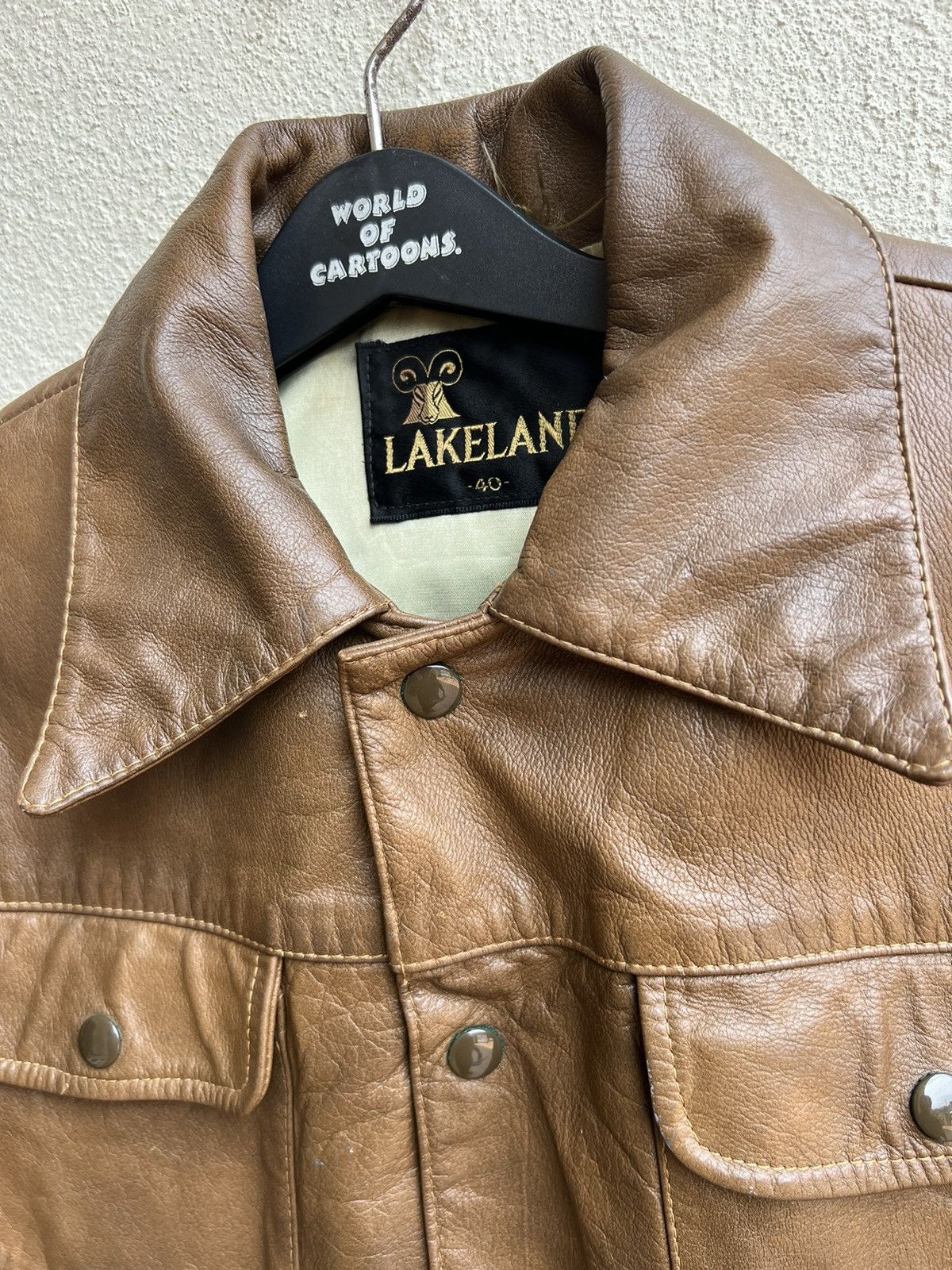 Leather Vintage 60s 70s Lakeland Patina Brown Trucker Leather Jacket Size US M / EU 48-50 / 2 - 7 Thumbnail