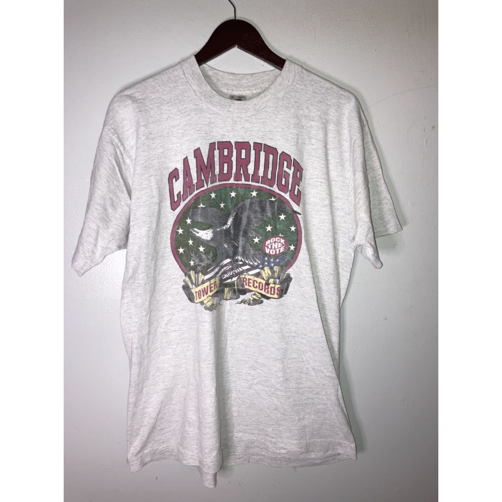 Vintage VINTAGE Tower Records T Shirt Cambridge Rare Eagle Rock The Vote XL Gray Mens XL Single Stitch T-Shirt Size US XL / EU 56 / 4 - 3 Thumbnail