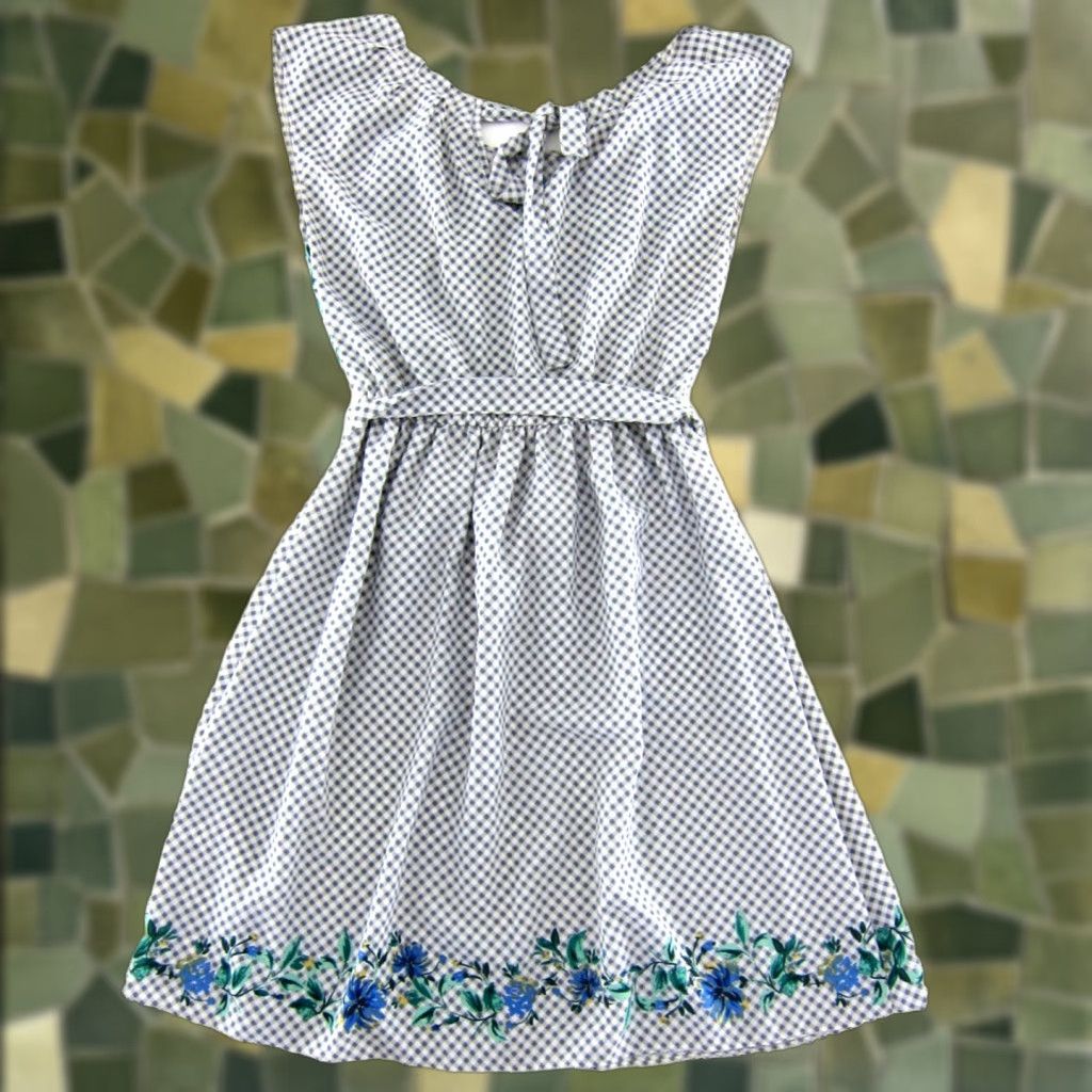 Vintage LC Lauren Conrad Plaid Floral Grey White Cap Sleeve Sheath Dress XS Size XS / US 0-2 / IT 36-38 - 1 Thumbnail