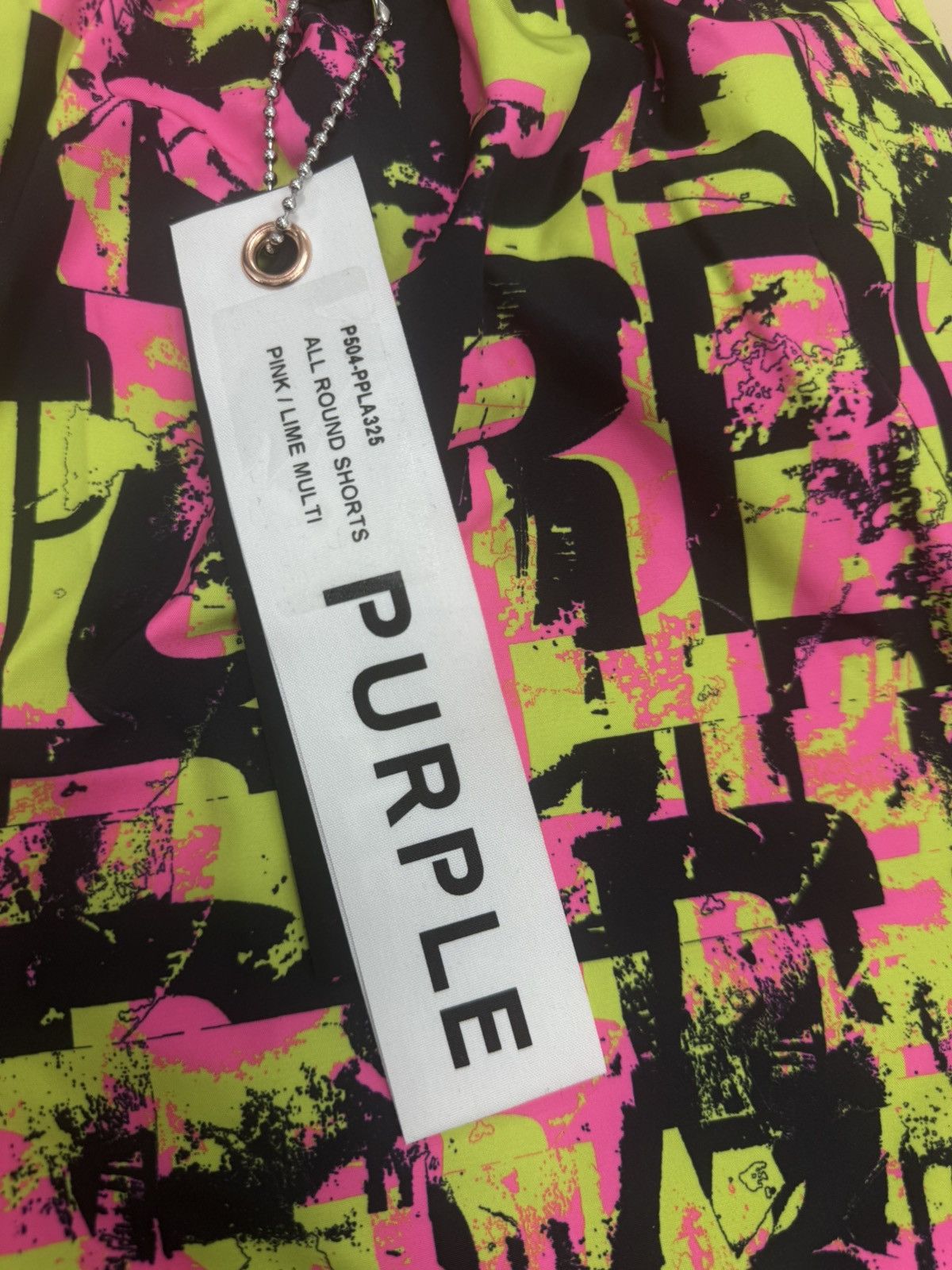 Purple Brand Purple Brand Pink Lime Multilogo Swimshorts Size US 32 / EU 48 - 2 Thumbnail